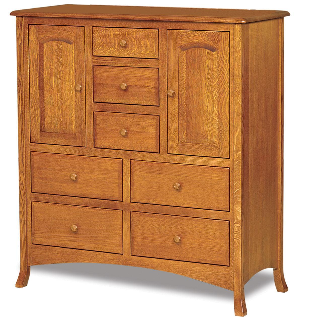 american made amish carlisle seven drawer two door his & hers chest