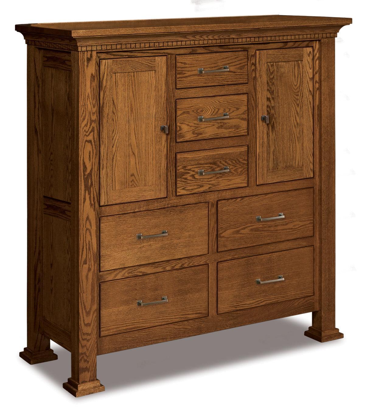 amish empire seven drawer two door his and hers chest