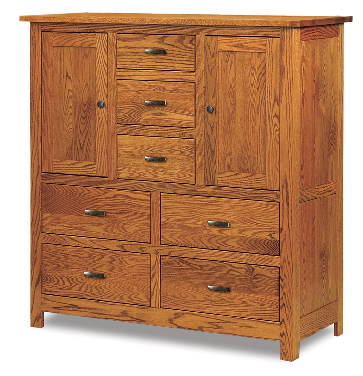 Amish Flush Mission Seven Drawer Two Door His & Hers Chest