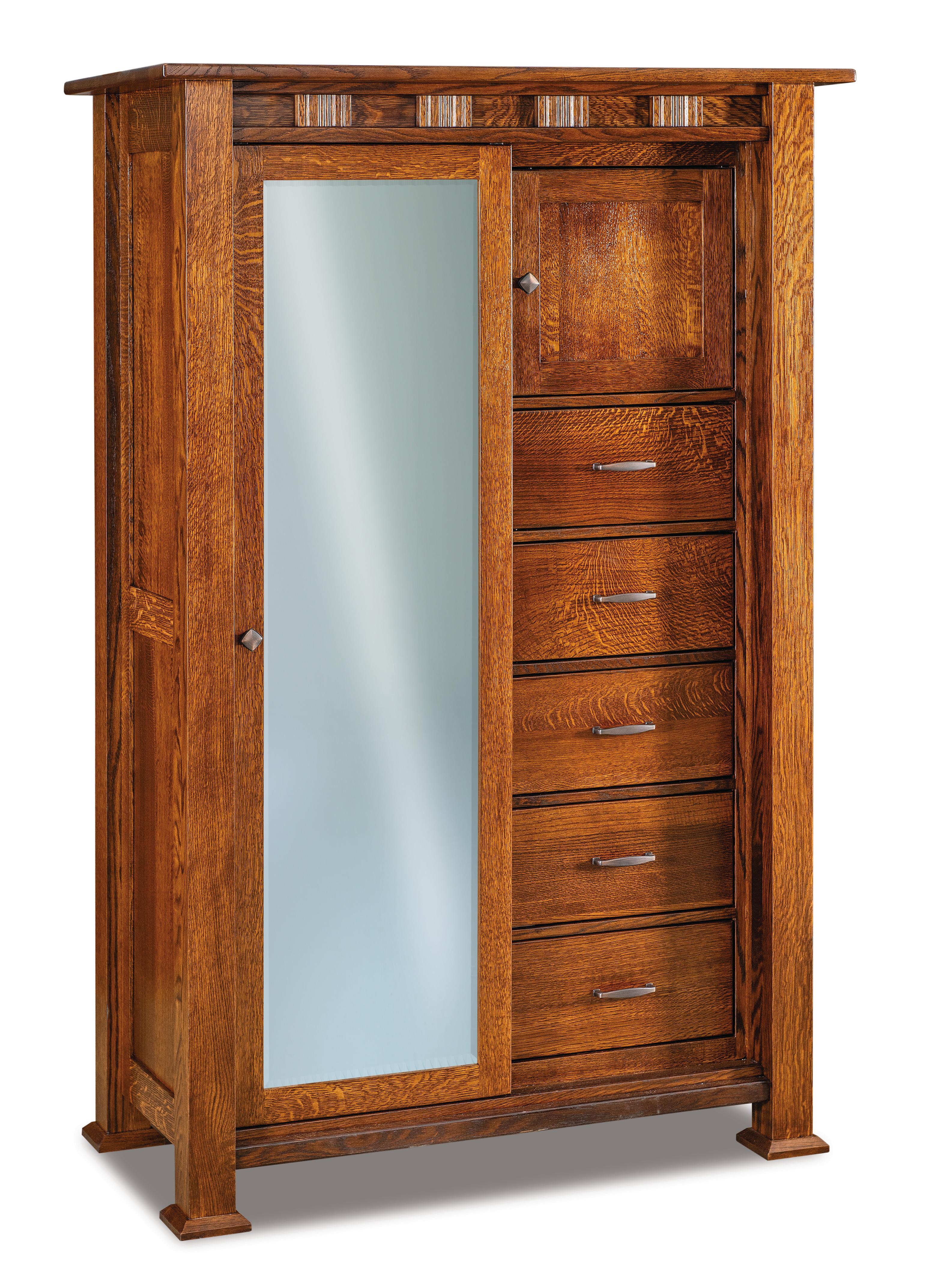 Amish Sequoyah Five Drawer One Door With Sliding Door Chifferobe