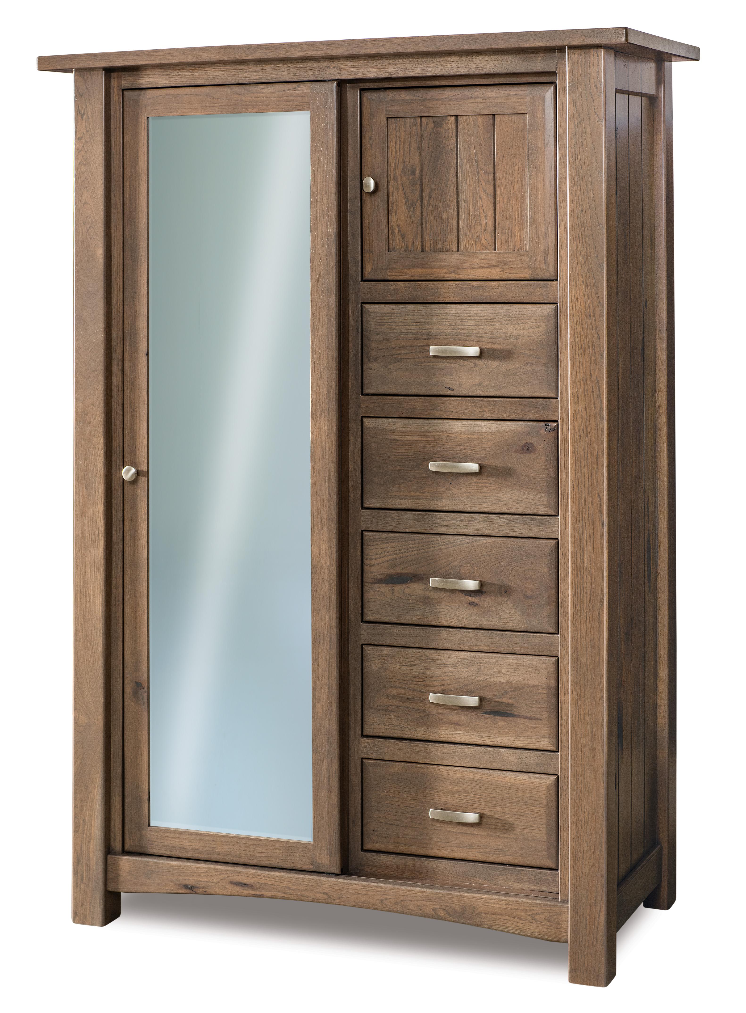 Amish Timbra Five Drawer One Door With Sliding Door Chifferobe