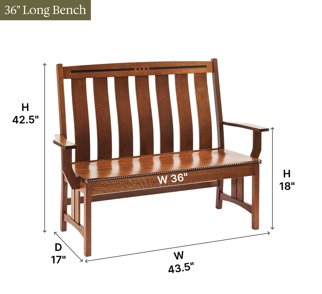 Amish Colebrook Long Bench with Arm - Thumbnail 3