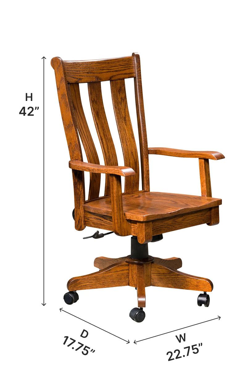 Amish Coronado Desk Arm Chair with Gas Lift - Thumbnail 2