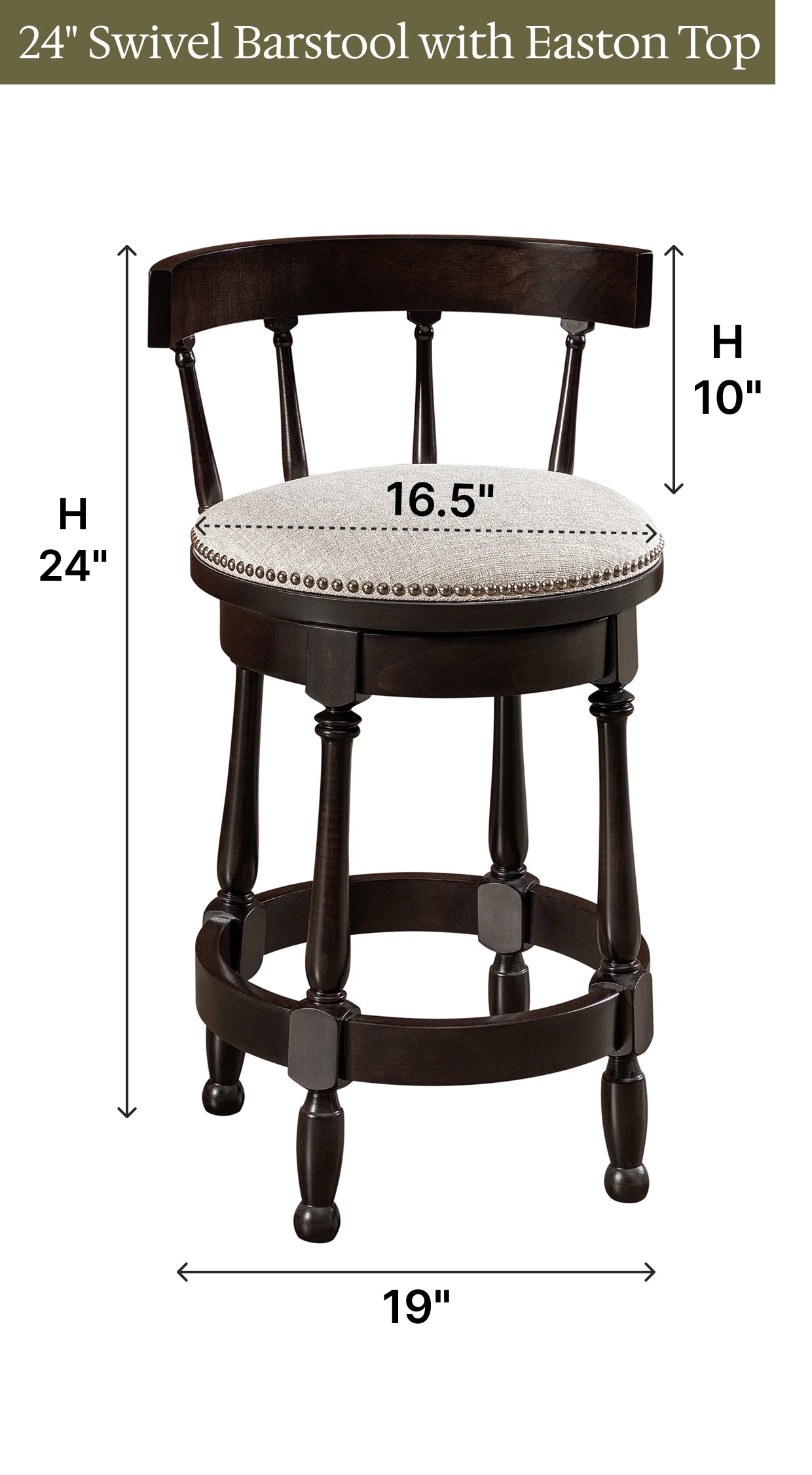 Amish Cosgrove Swivel Bar Chair with Easton Tops-Bar Chair-The Amish House
