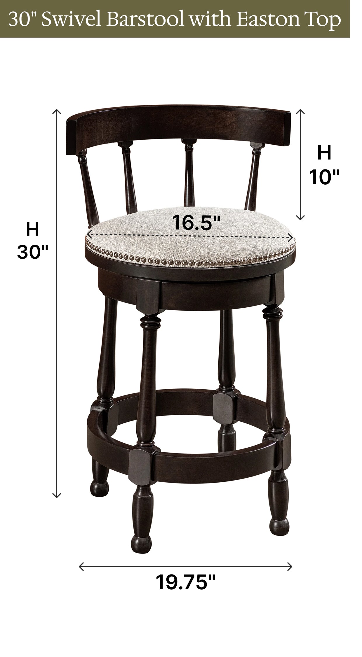 Amish Cosgrove Swivel Bar Chair with Easton Tops-Bar Chair-The Amish House