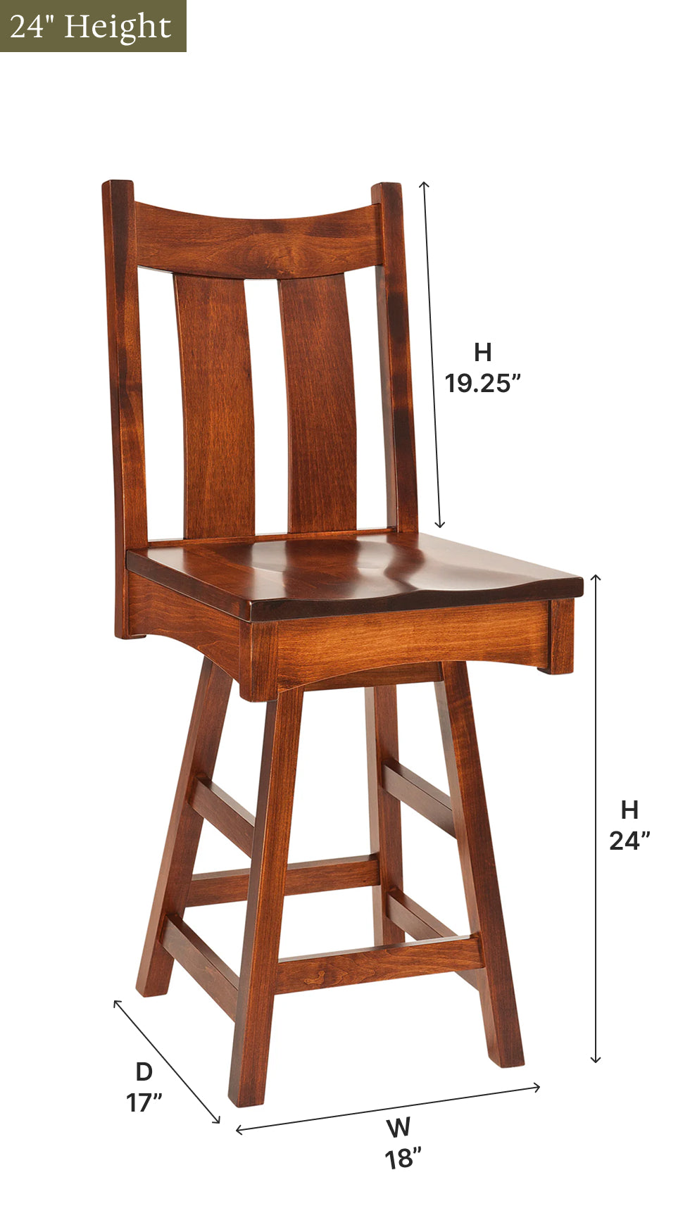 Amish Country Shaker Swivel Bar Chair-Bar Chair-The Amish House