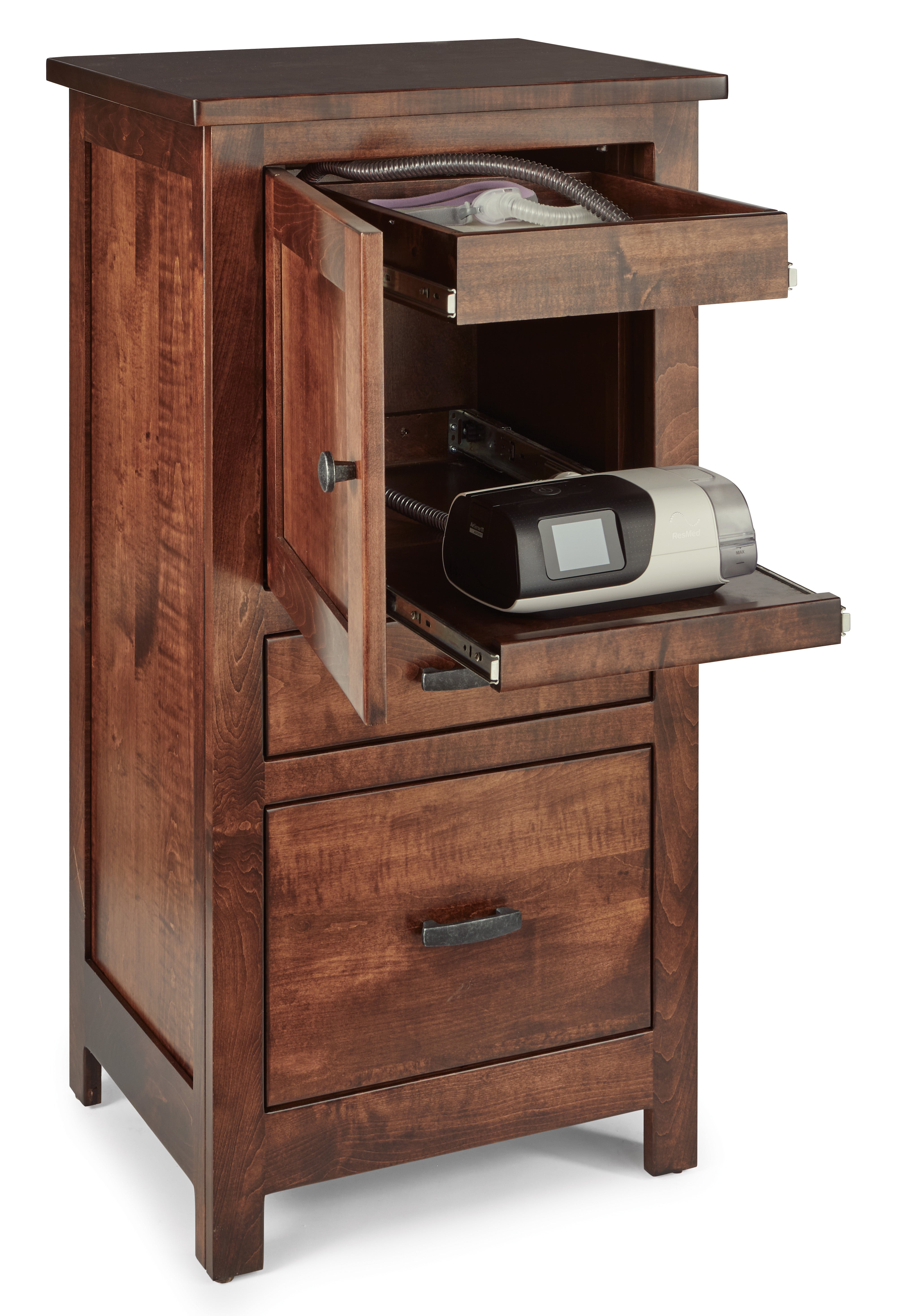 Amish Flush Mission Two Drawer One Door CPAP Nightstand