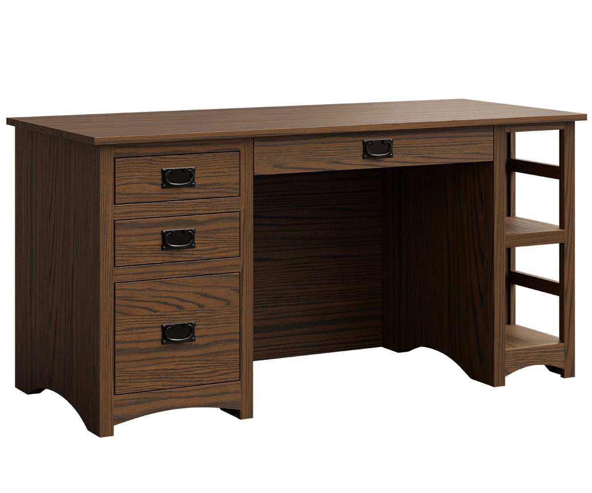 craftsman mission desk in red oak with cappuccino stain