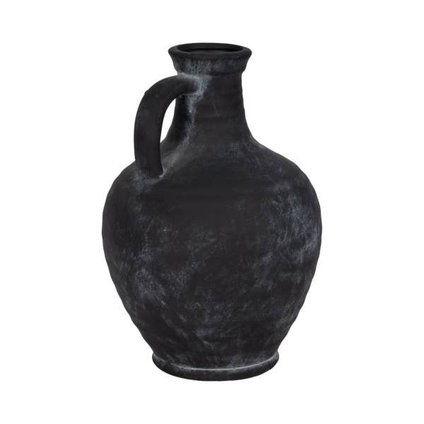 Black Weathered Terracotta Jug with Handle