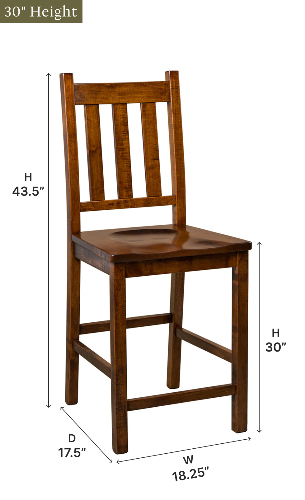 Amish Denver Stationary Bar Chair-Bar Chair-The Amish House