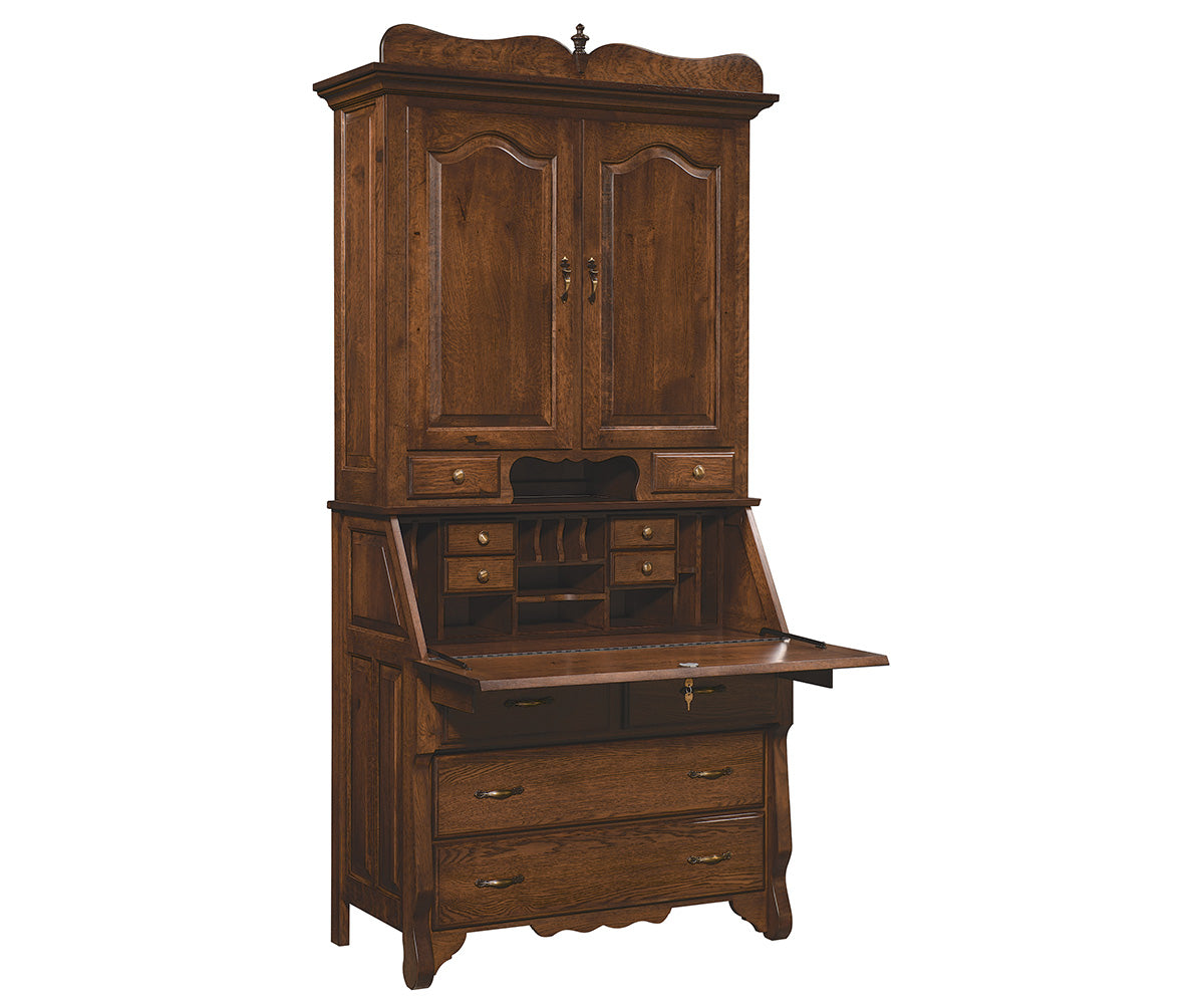 amish secretary desk shown in brown maple