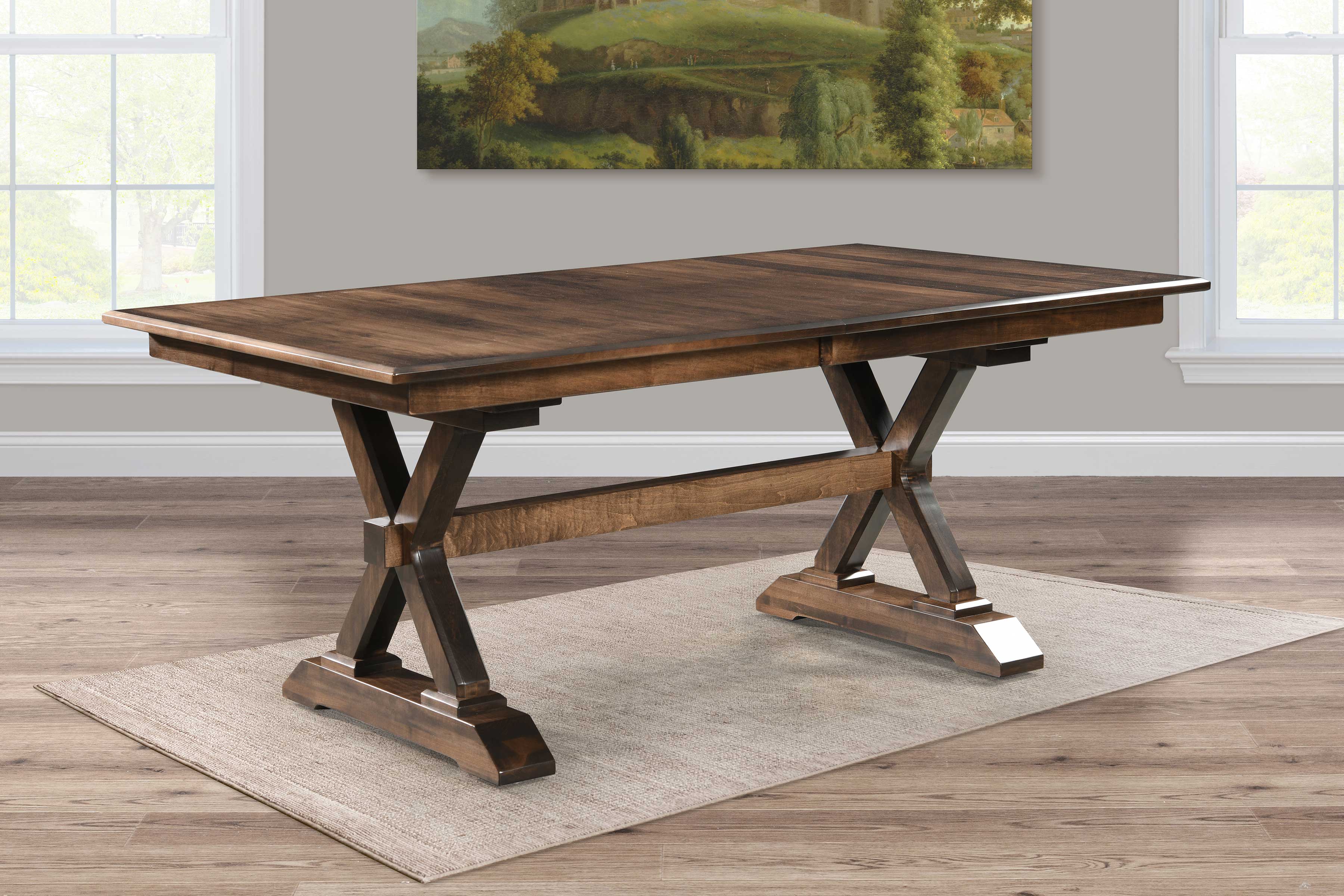 amish dining table york double pedestal