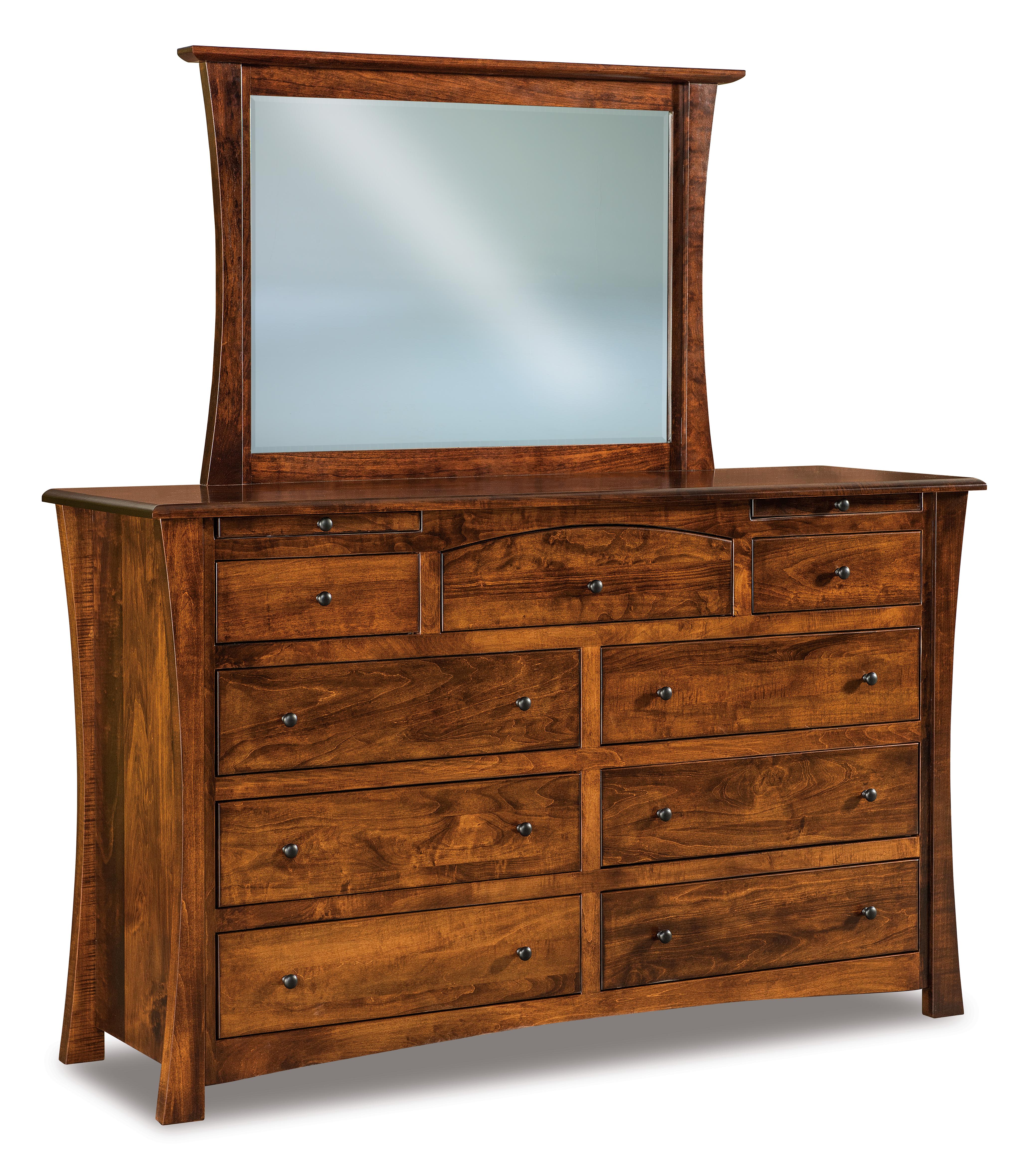 american made amish matison nine drawer dresser with mirror and two jewely drawers