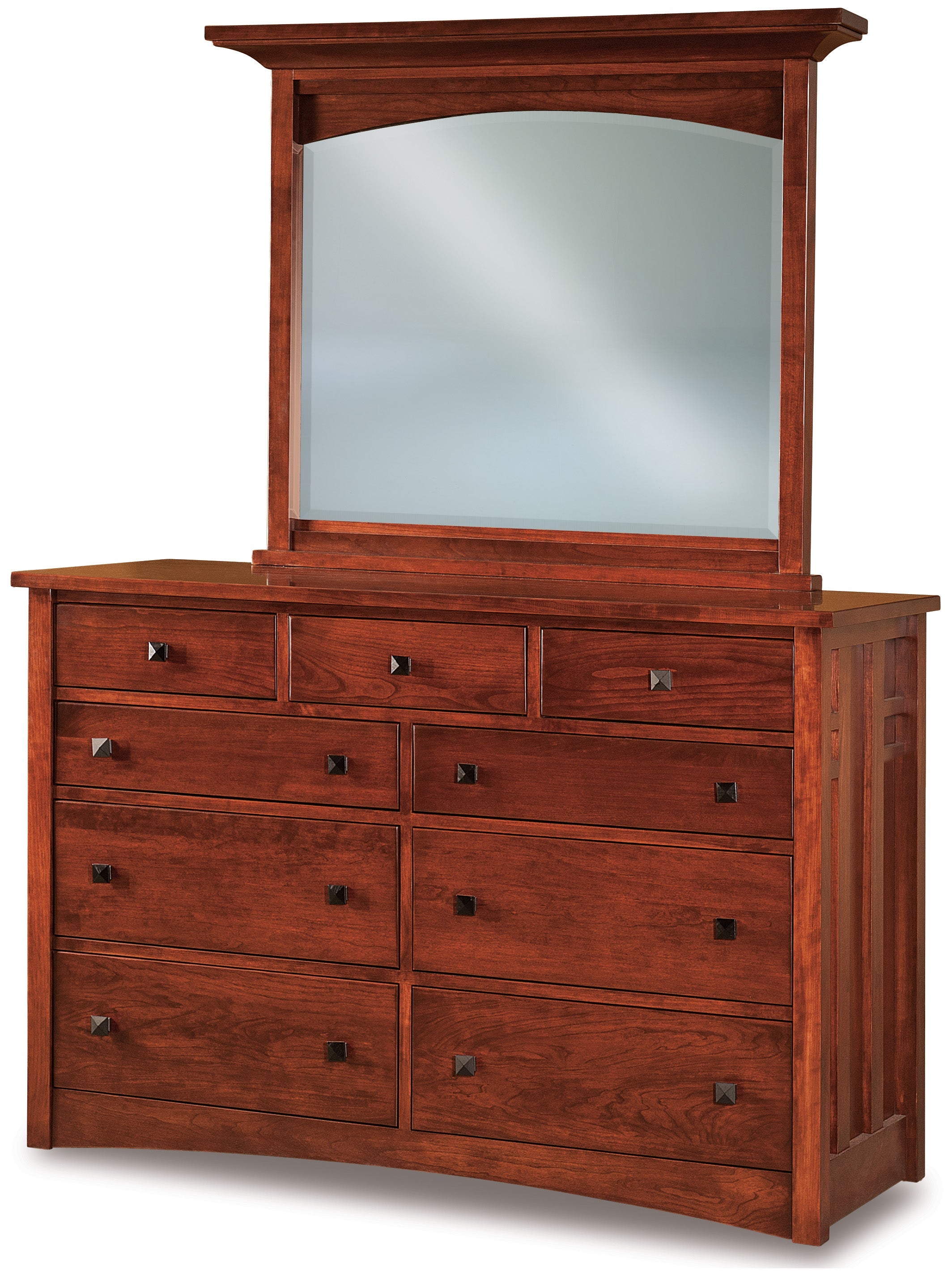 american made amish kascade nine drawer dresser with mirror