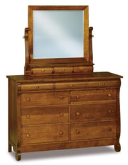 american made amish old classic sleigh nine drawer dresser with mirror includes three jewelry drawers