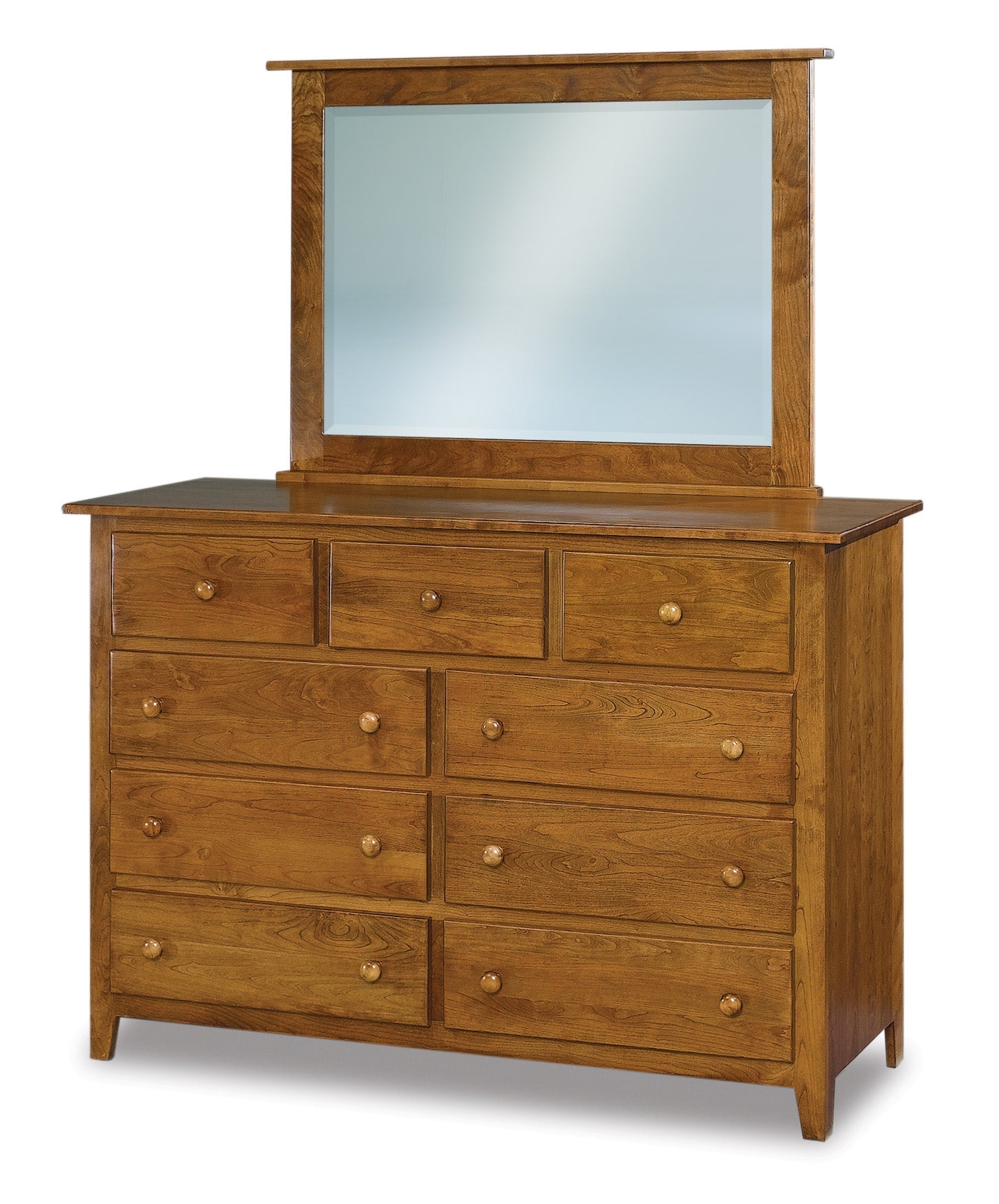 american made amish shaker nine drawer dresser with mirror