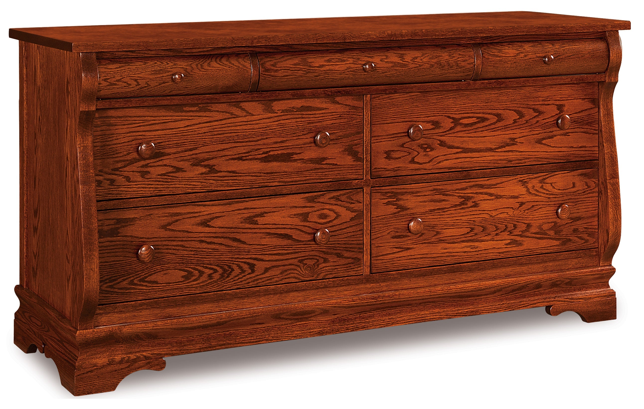 Amish Chippewa Sleigh Seven Drawer Dresser