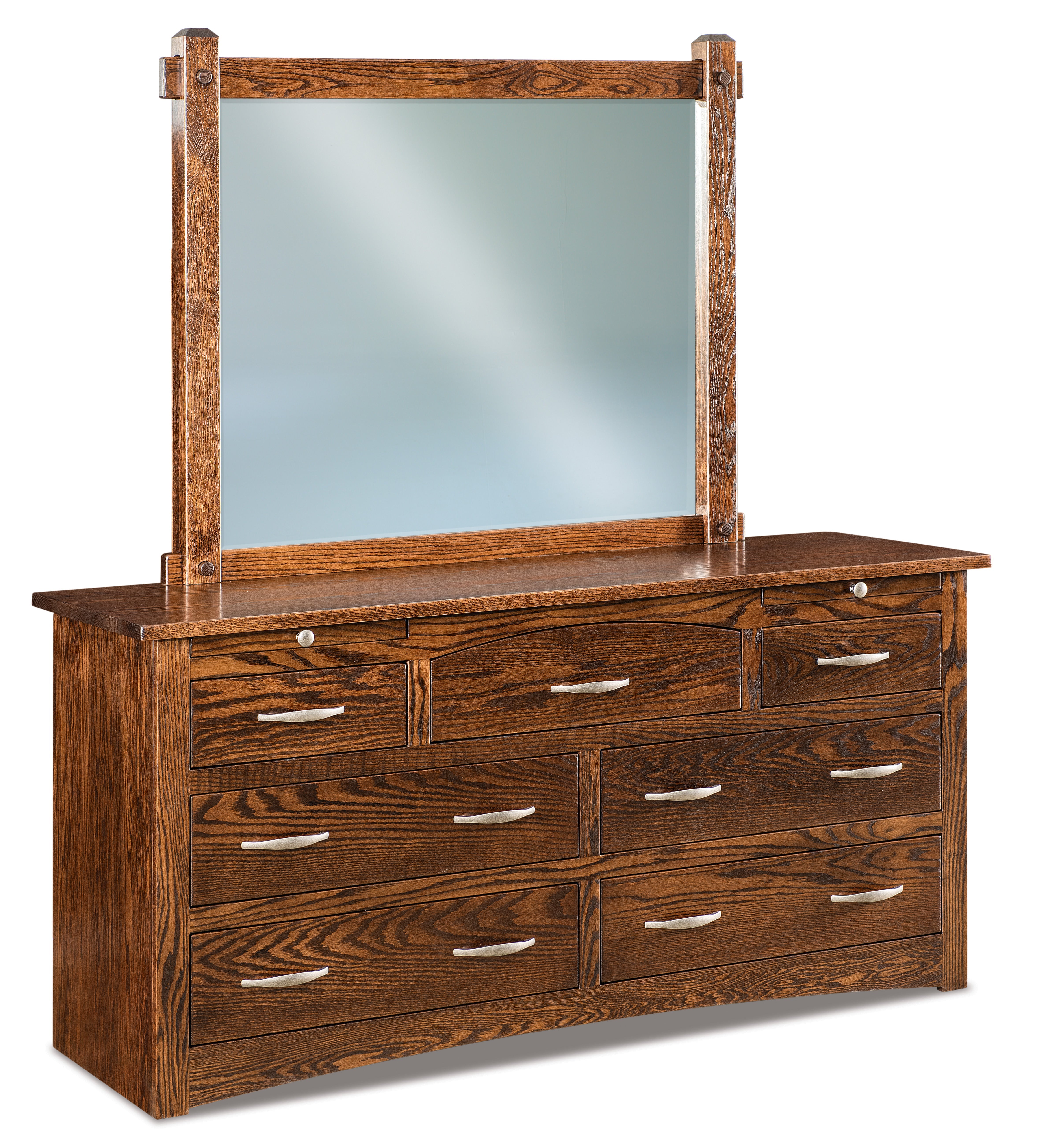 american made amish denver nine drawer dresser with mirror and two jewelry drawers