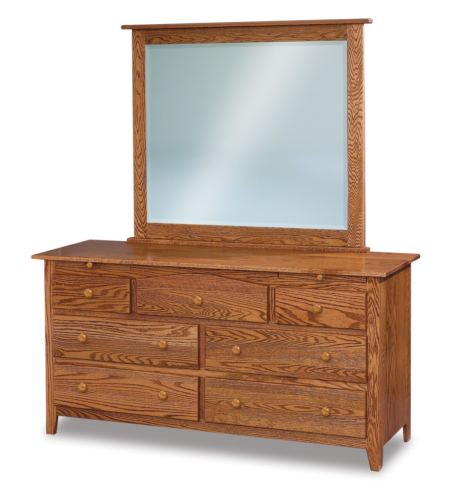 american made amish shaker seven drawer dresser with mirror and two jewelry drawers