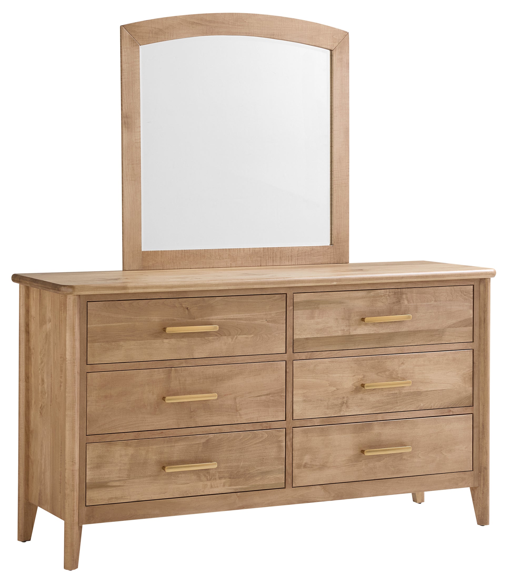 mulholland six drawer with mirror in brown maple