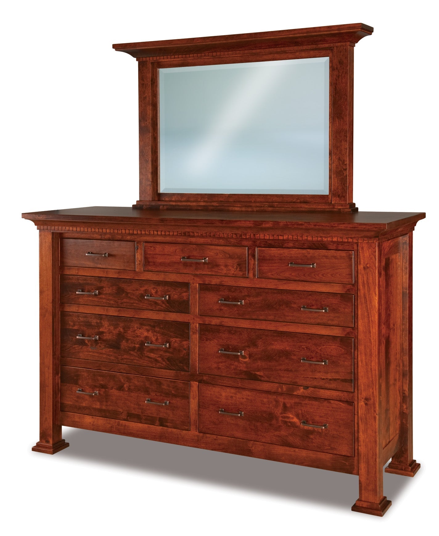 amish empire nine drawer dresser with mirror