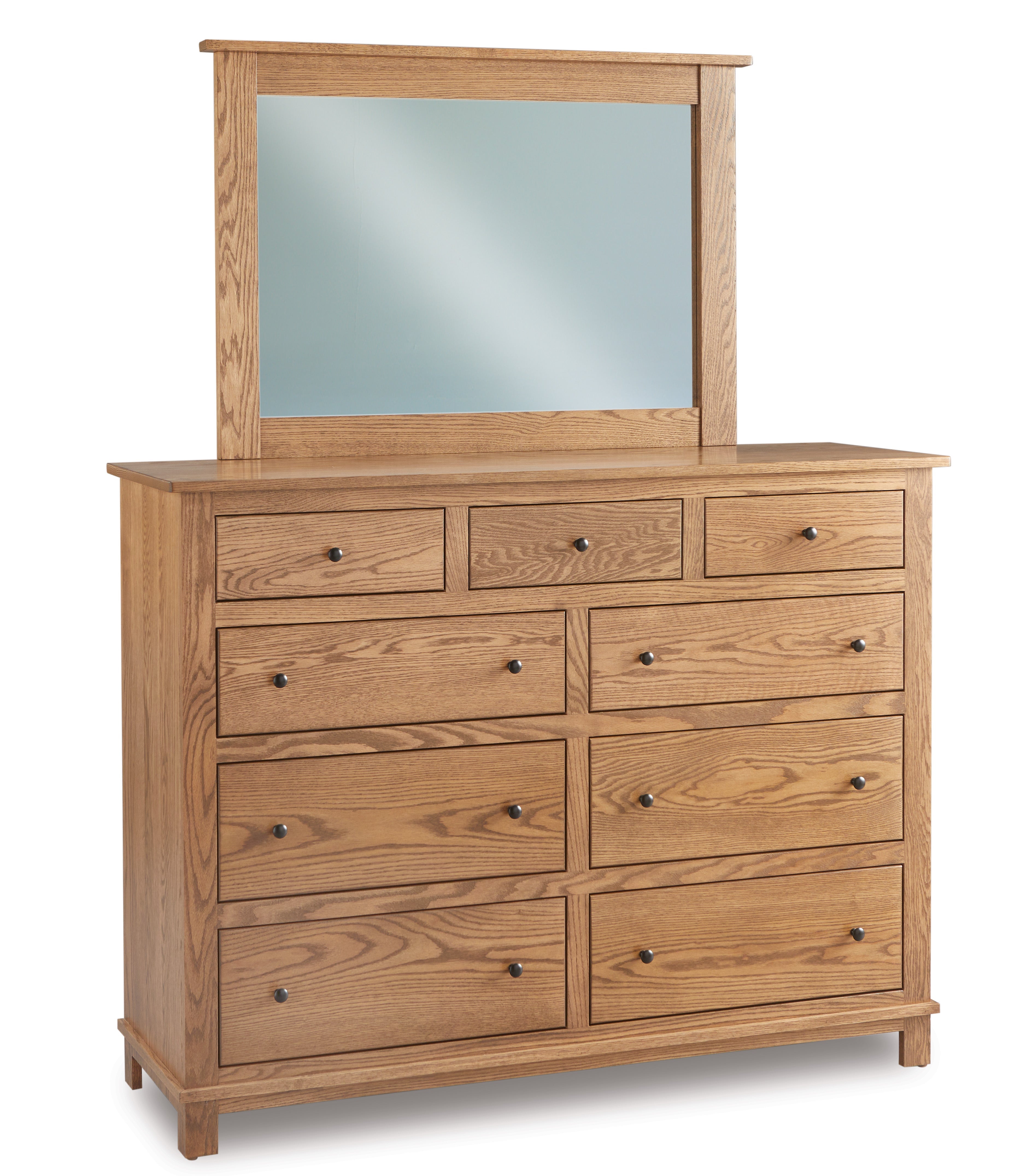 american made amish flint nine drawer dresser with mirror