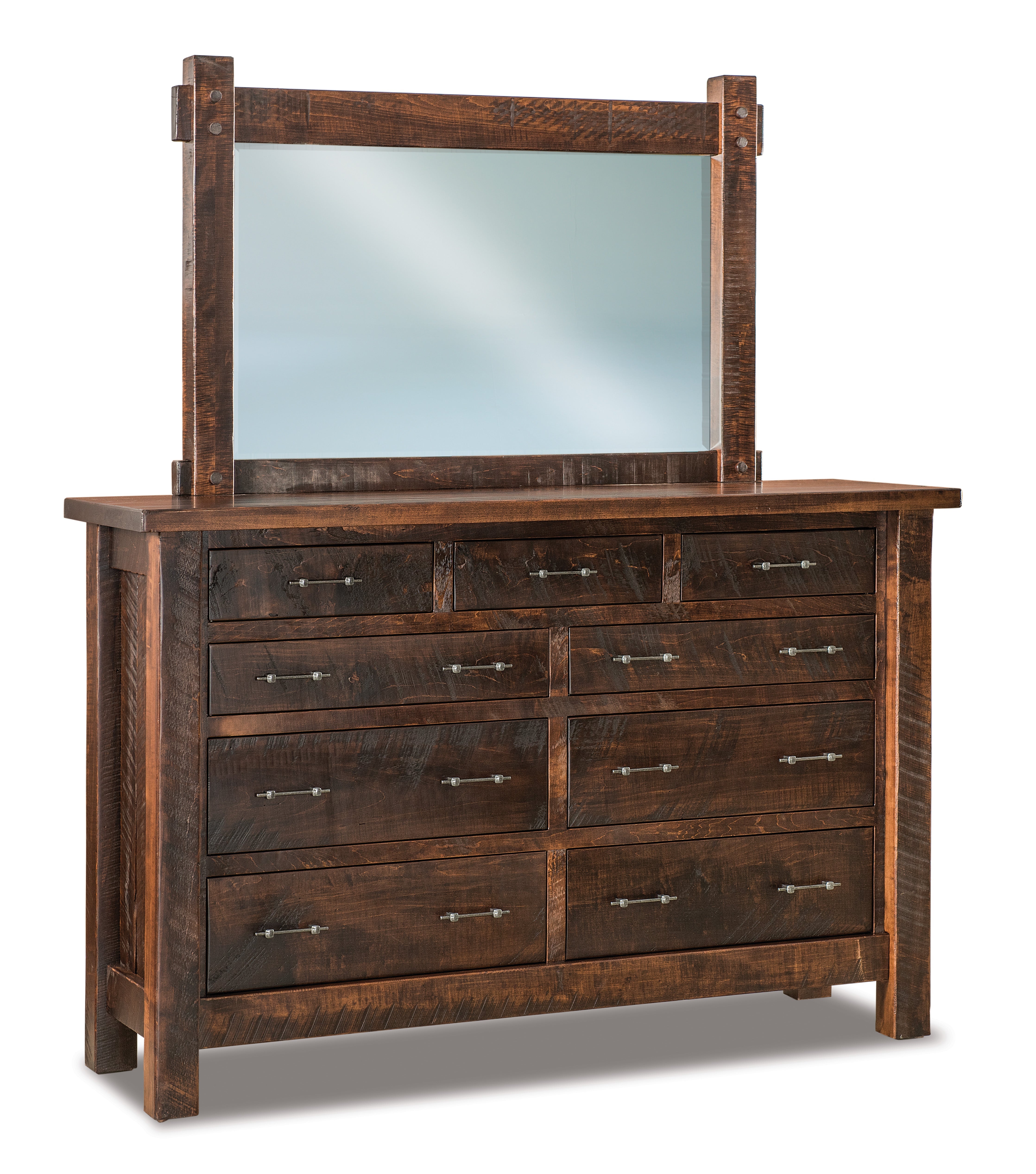 american made amish yellowstone nine drawer dresser with mirror