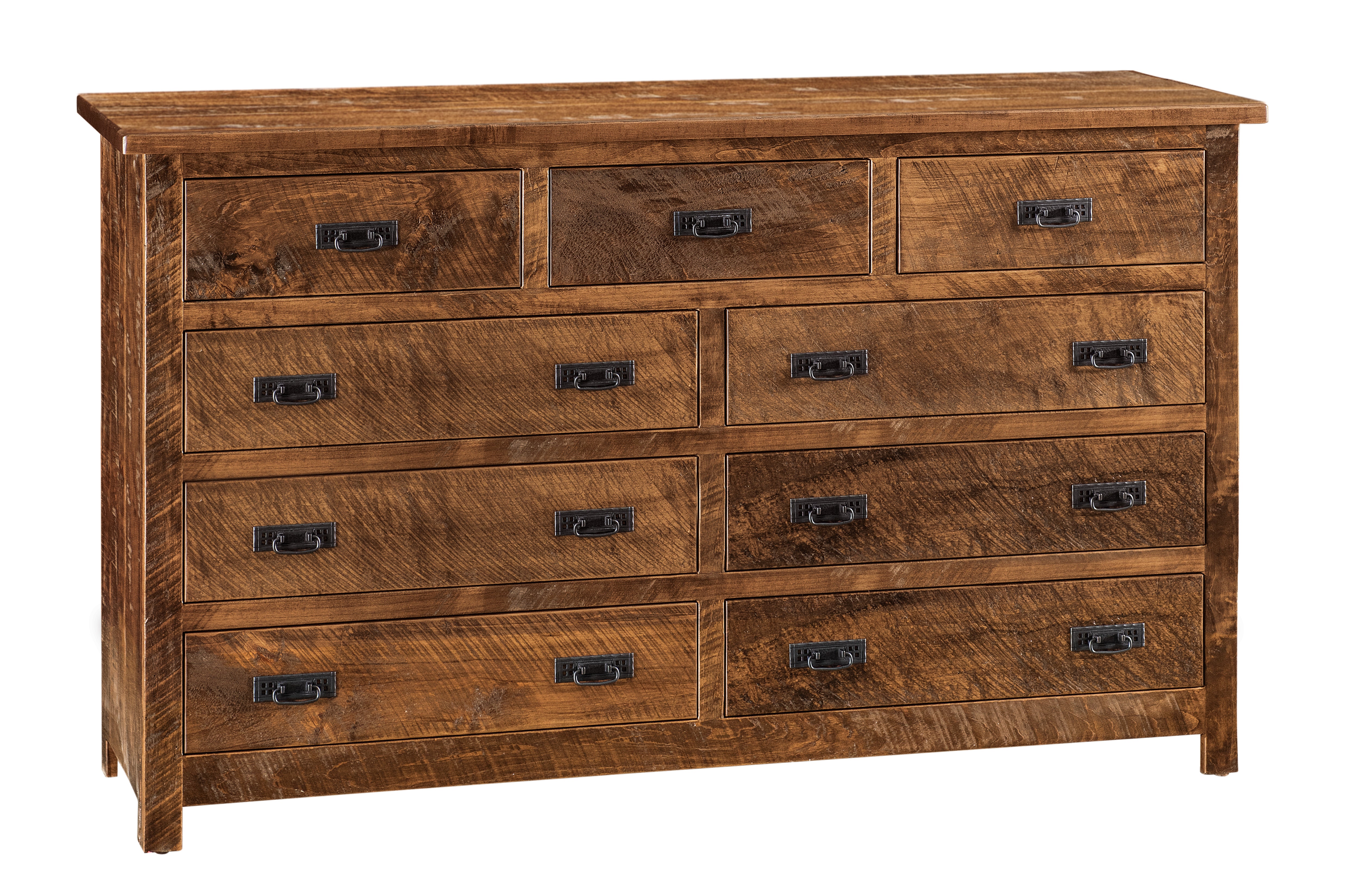 dumont nine drawer dresser in roughsawn brown maple