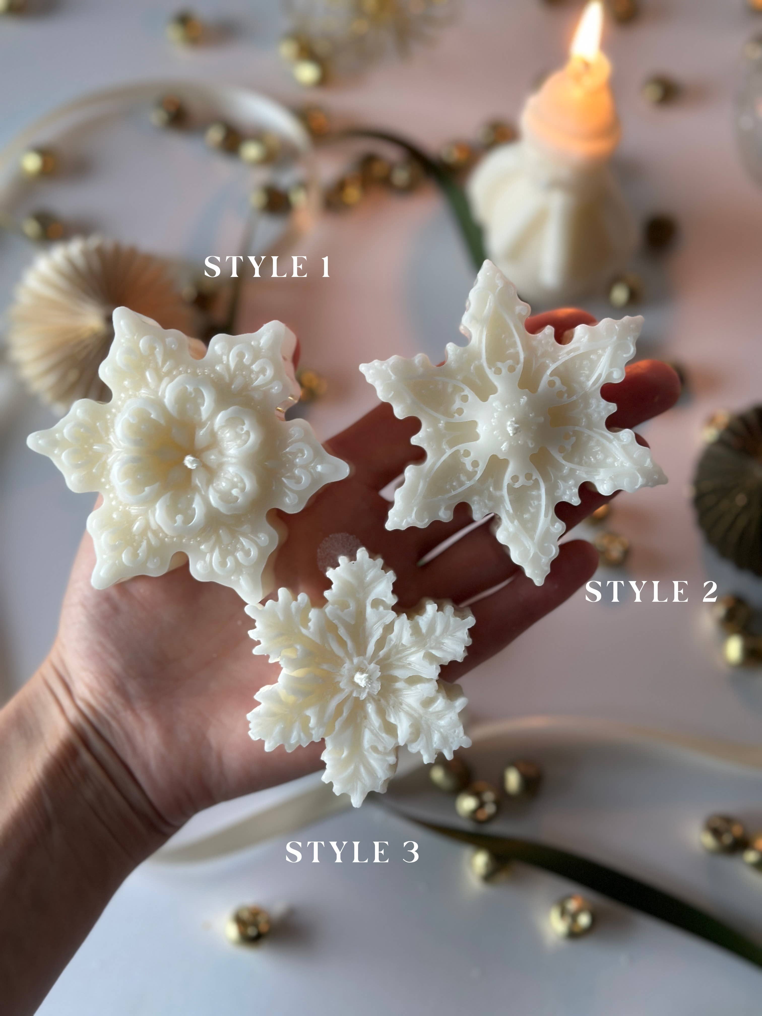 Christmas Snowflake Candles - 3 Styles