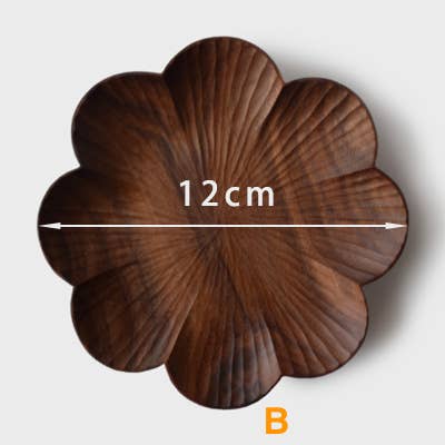 Black Walnut Hand-Carved Flower Plate