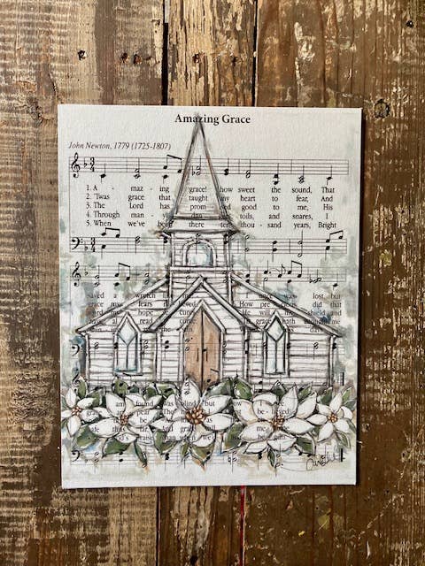 Country Church Painting Canvas Print, Hymn