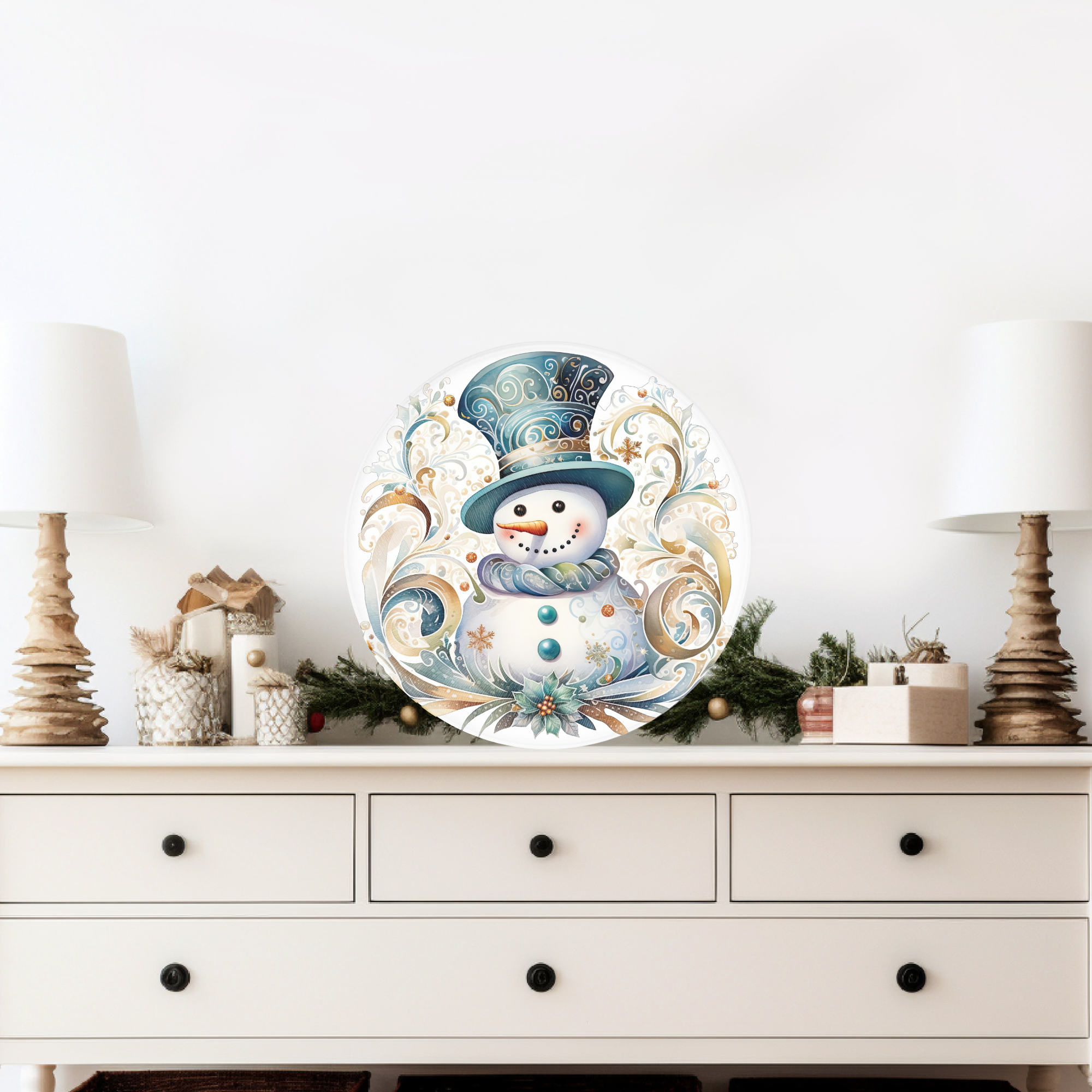 Snowman Charcuterie Tray, Glass Cutting Board