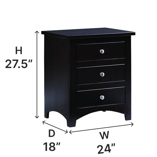 Amish Ellington Three Drawer Nightstand