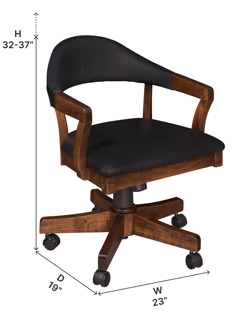 Amish Elliott Desk Arm Chair with Screw Lift/Gas Lift