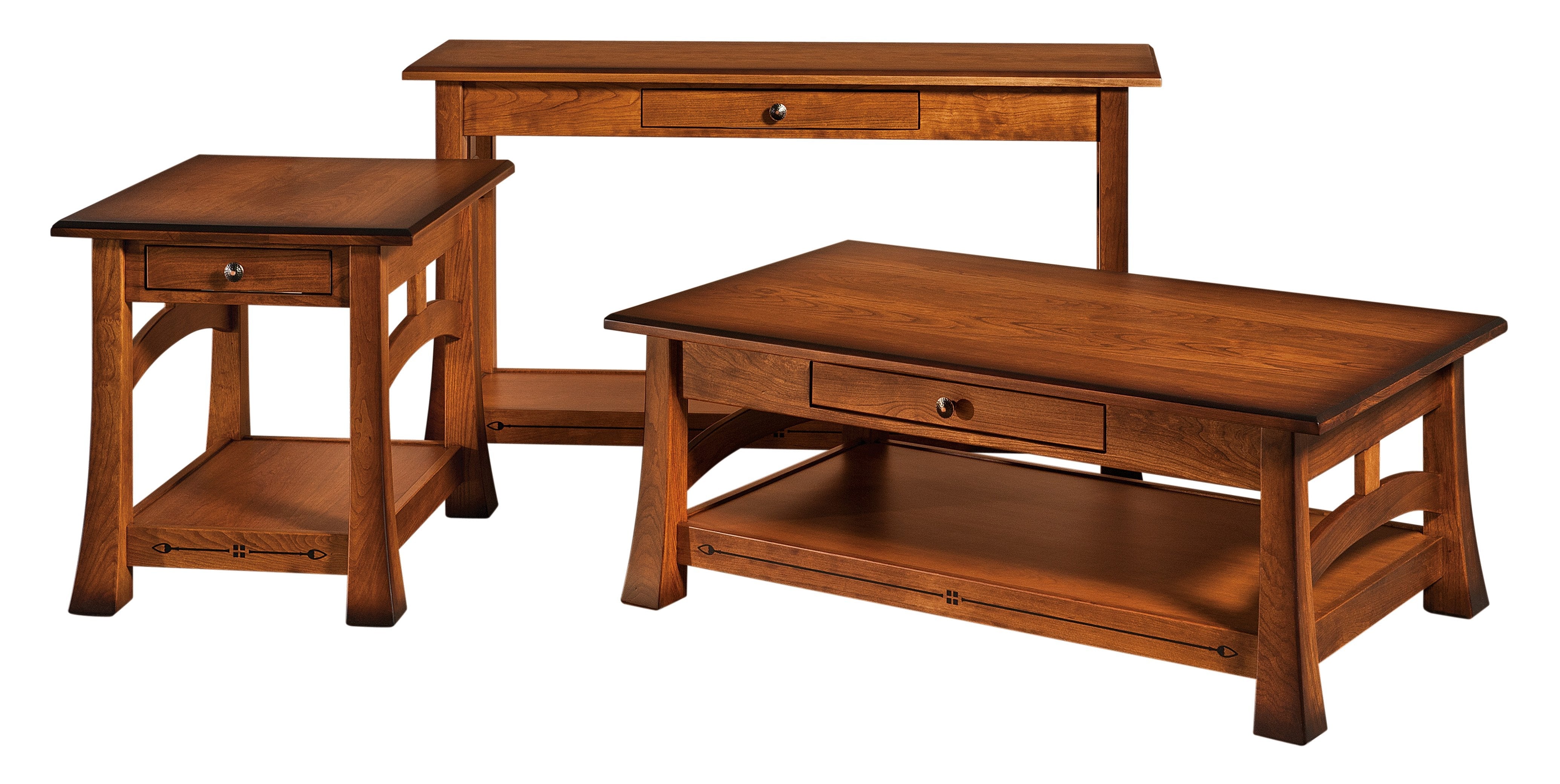 american made amish brady end, coffee, and sofa table styles