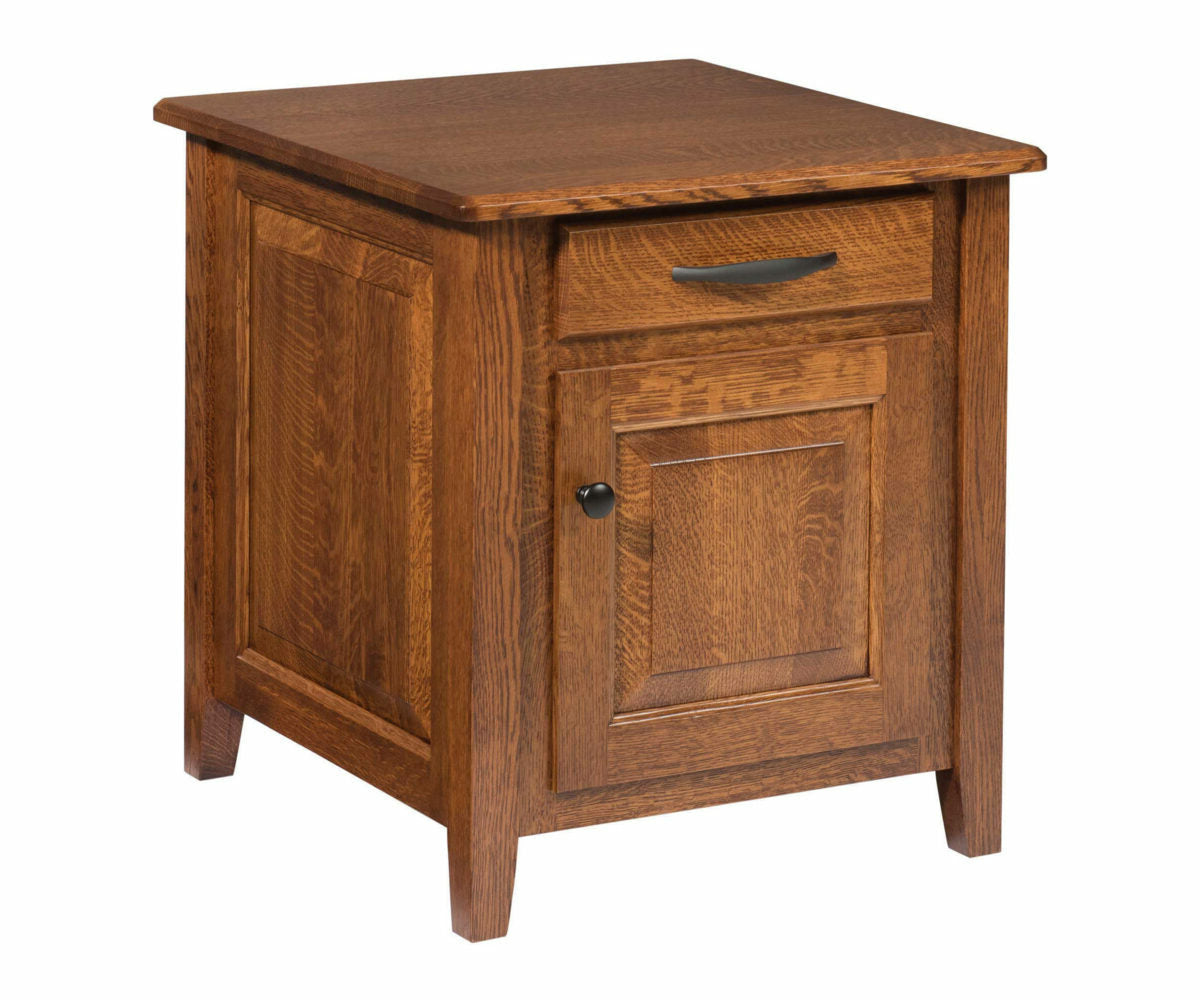 Amish 700 Series End Table With One Drawer, One Door-Table-The Amish House