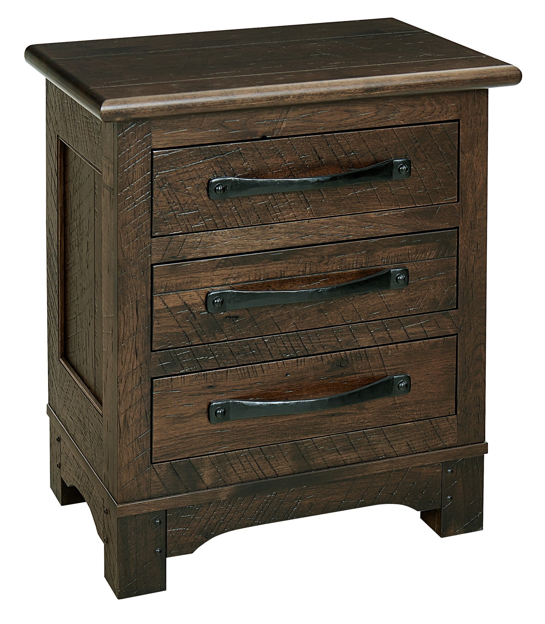 amish williamson farmhouse three drawer nightstand