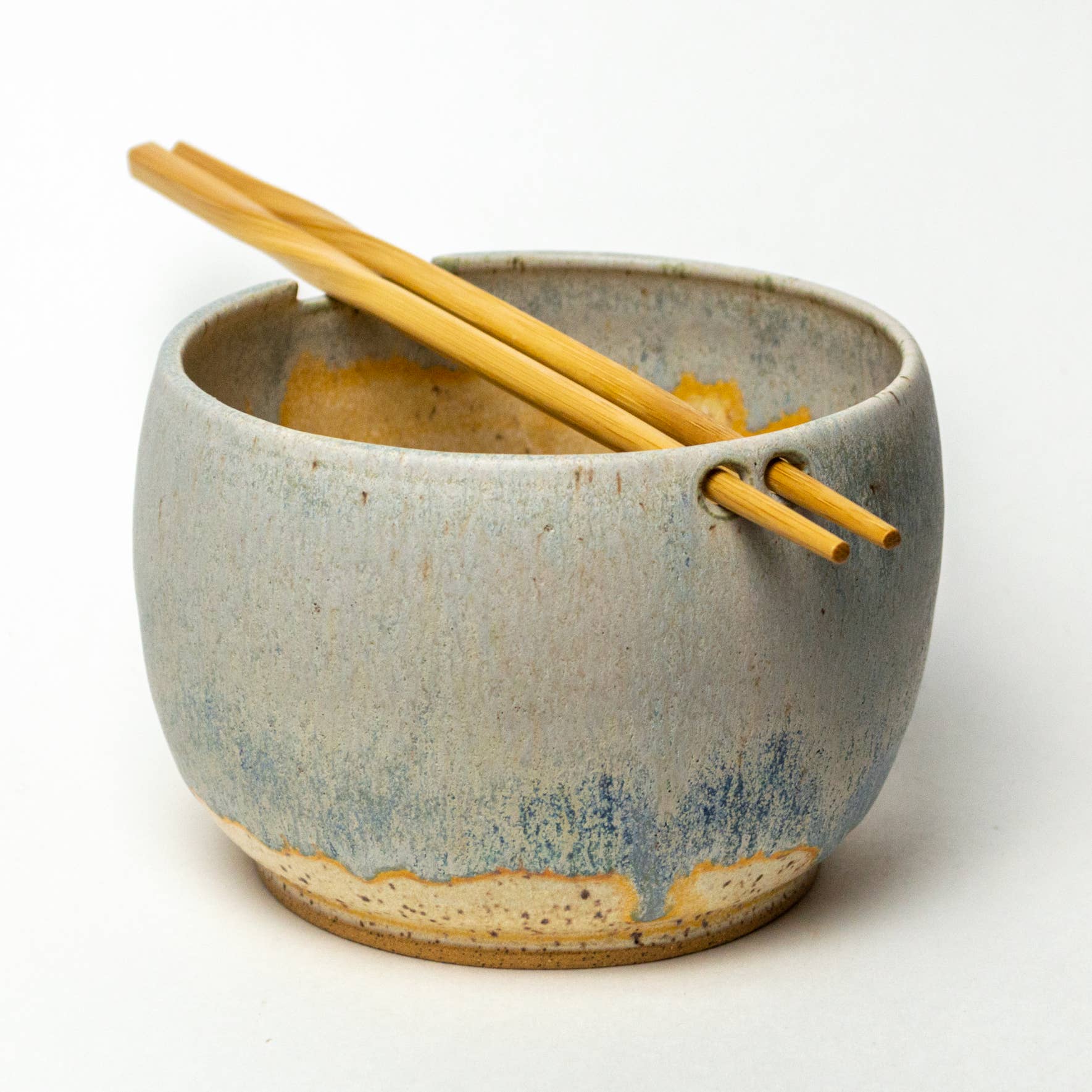 Handmade Stoneware Clay Rice/Noodle Bowl - Light Blue