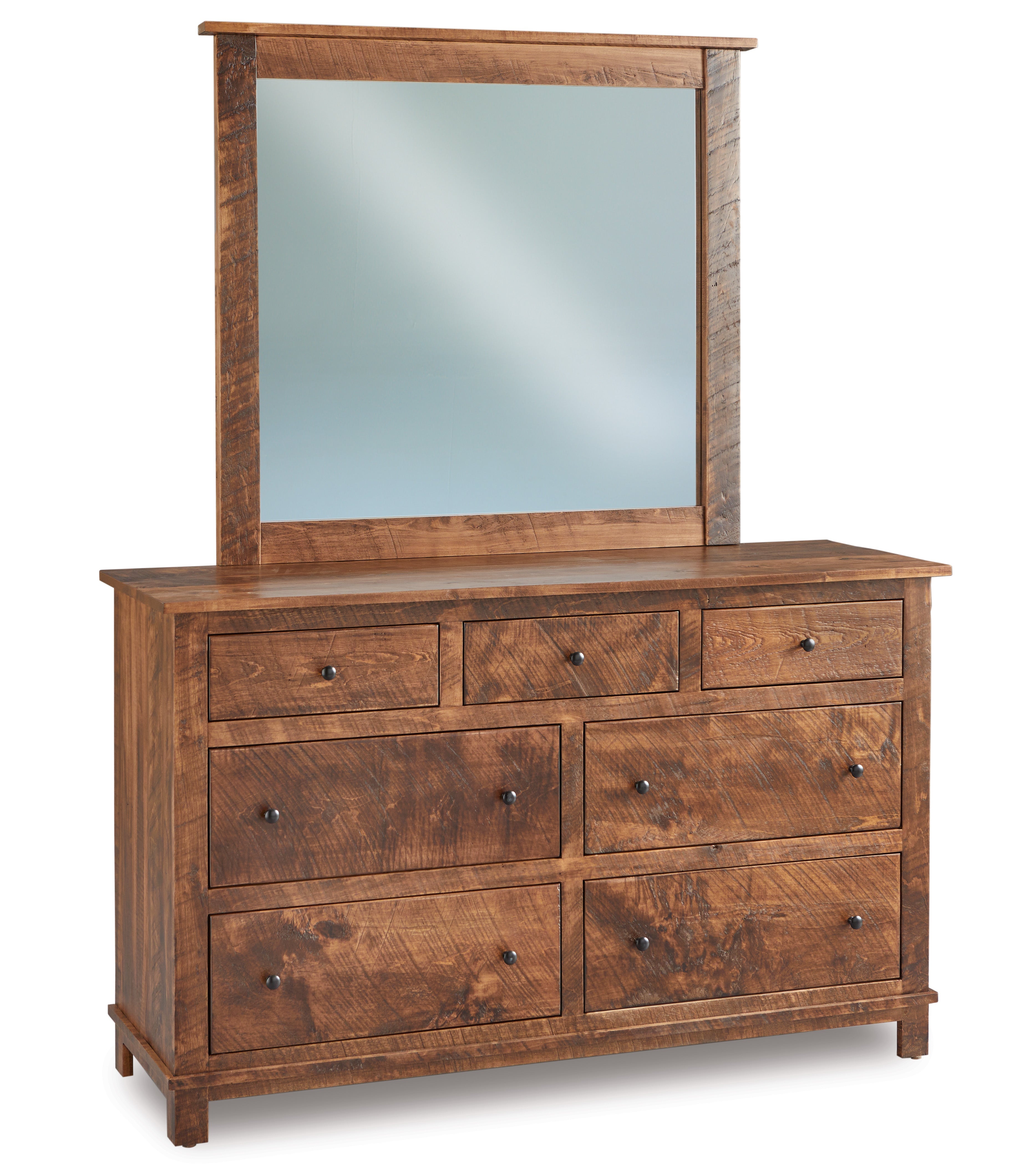 american made amish flint seven drawer dresser with mirror