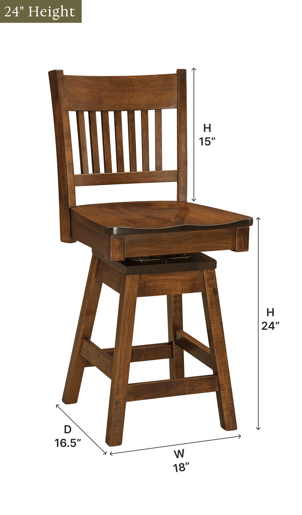 Amish Frankton Swivel Bar Chair