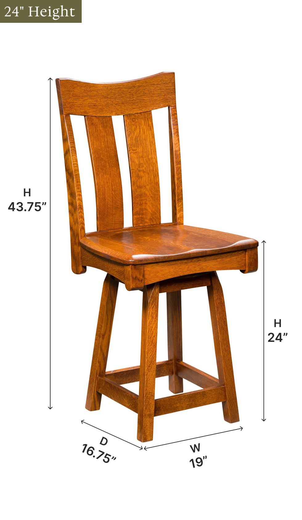 Amish Artisan Galena Swivel Bar Chair