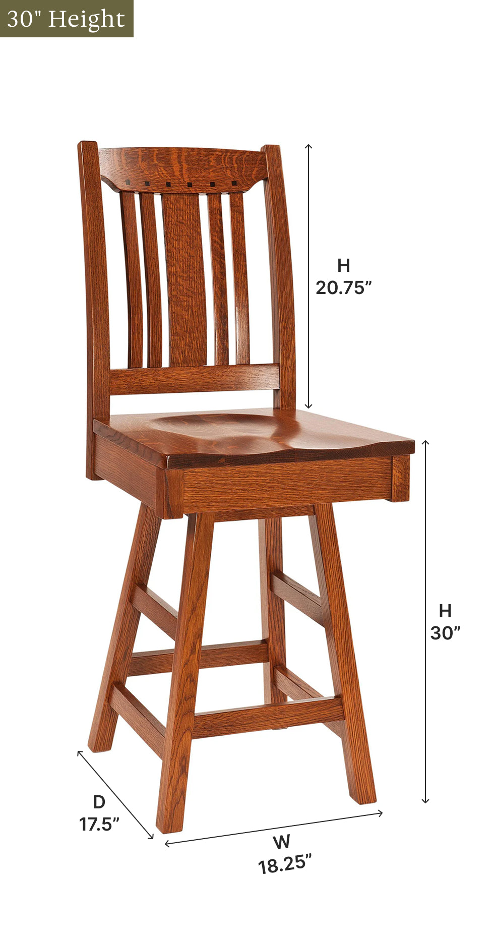Amish Grant Swivel Bar Chair-Bar Chair-The Amish House