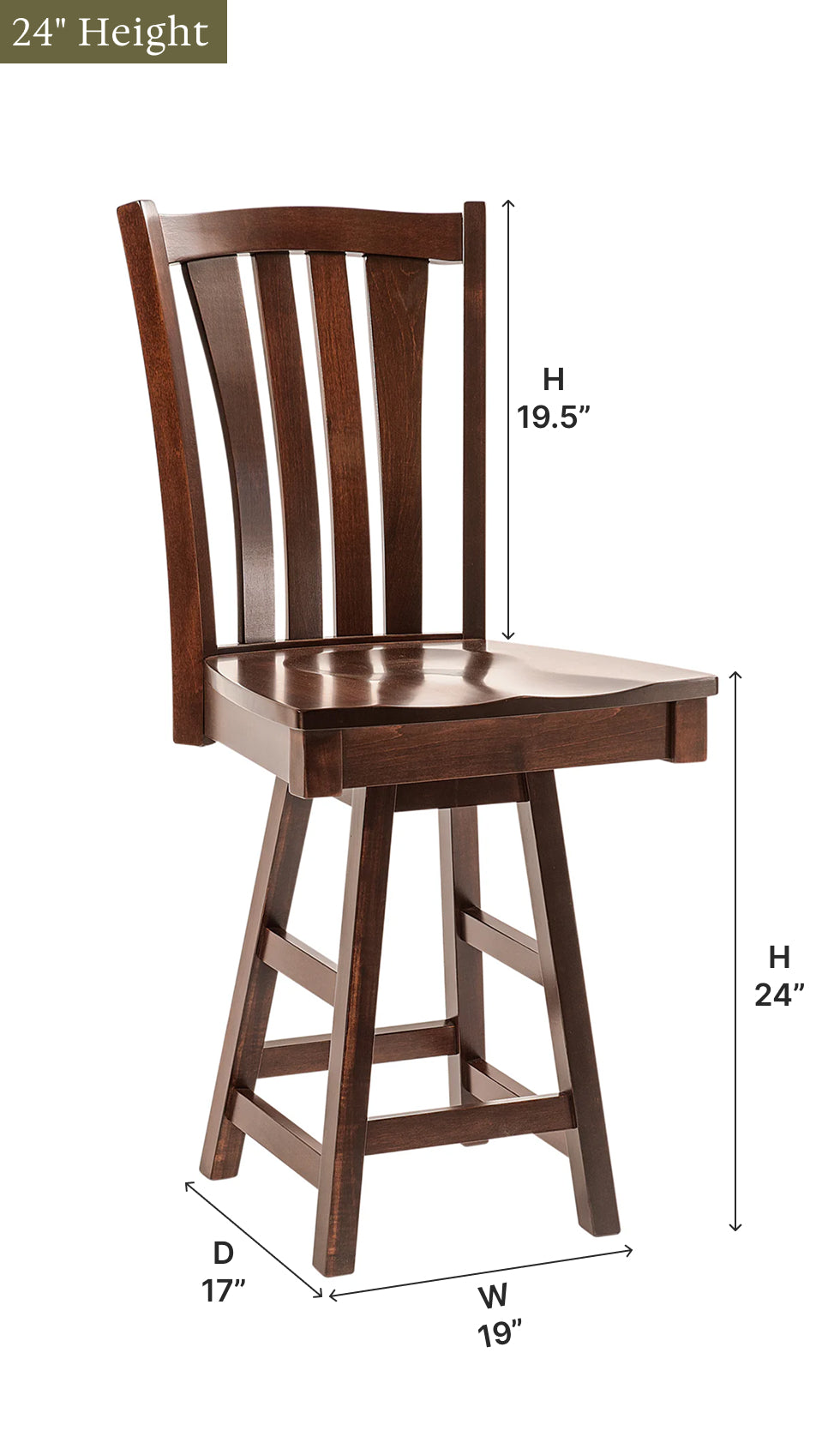 Amish Harris Swivel Bar Chair-Bar Chair-The Amish House