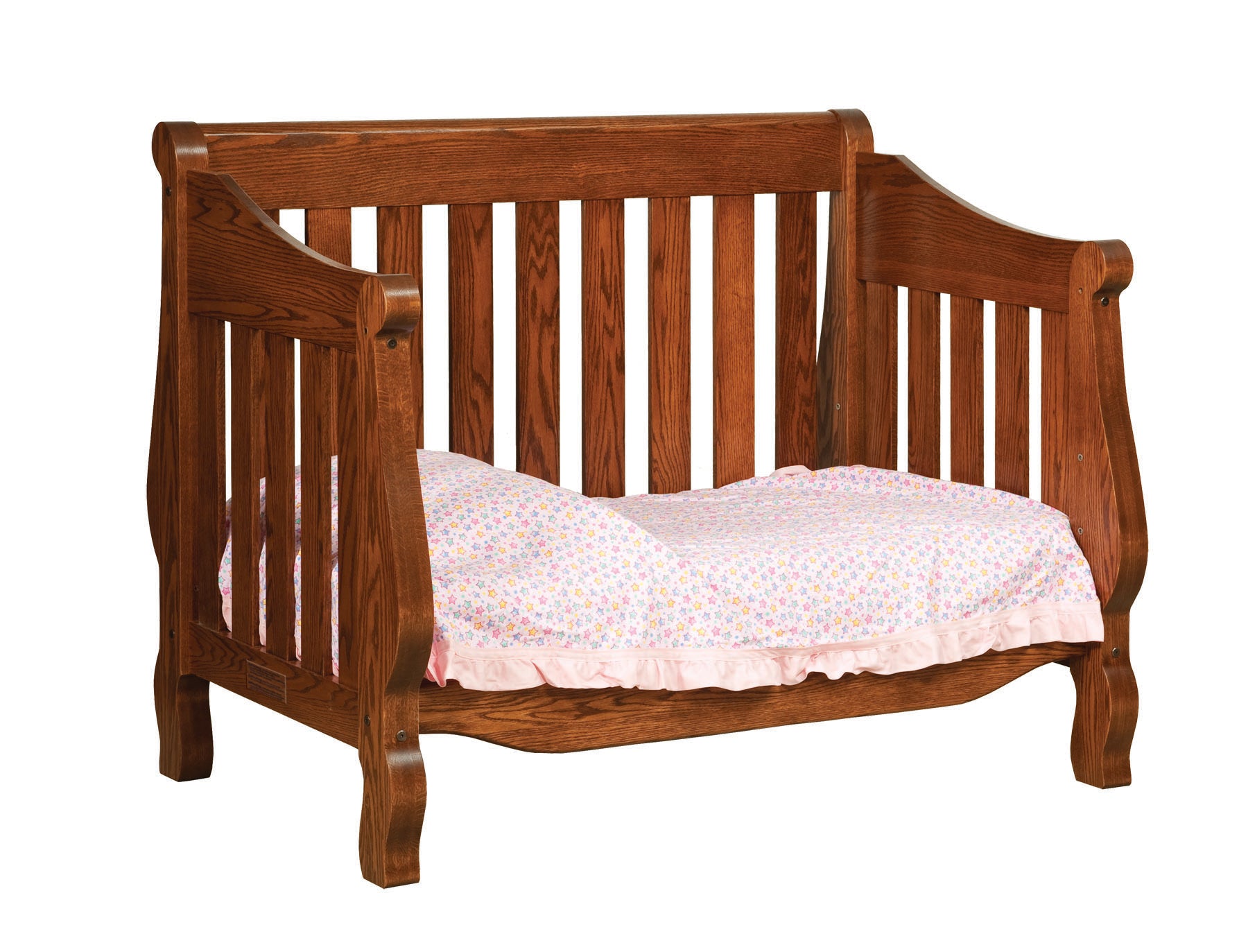hoosier toddler bed in oak wood with new carrington stain