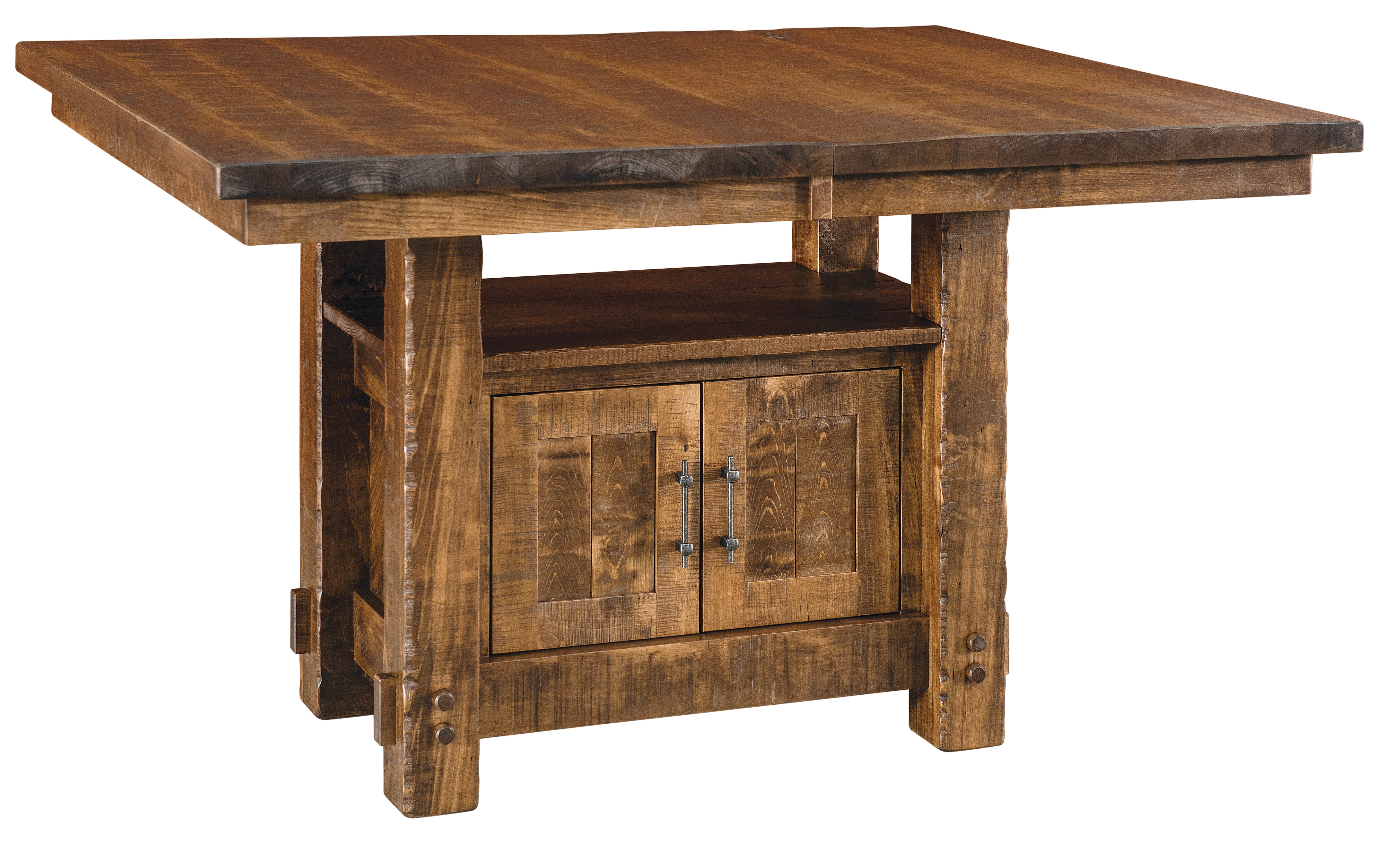 houston cabinet table shown in rough sawn brown maple with an almond stain and 10 sheen finish
