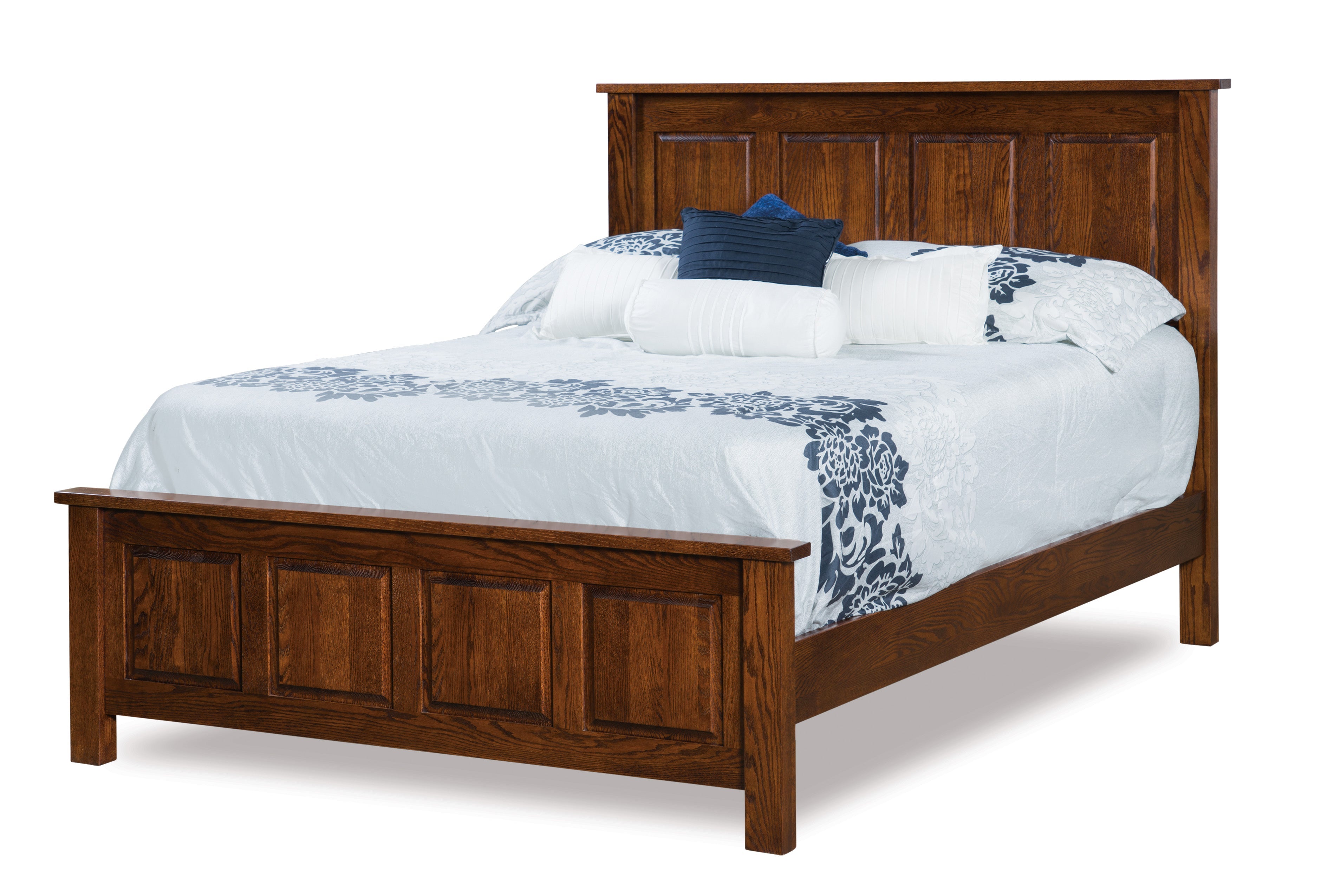 four panel king bed in oak with asbury brown stain