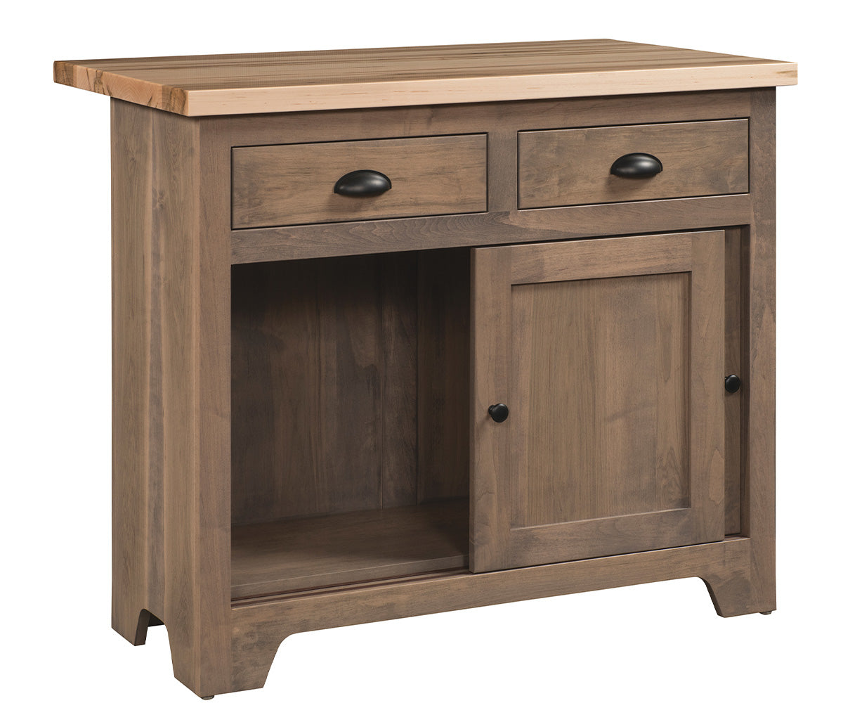 amish kitchen island in oak