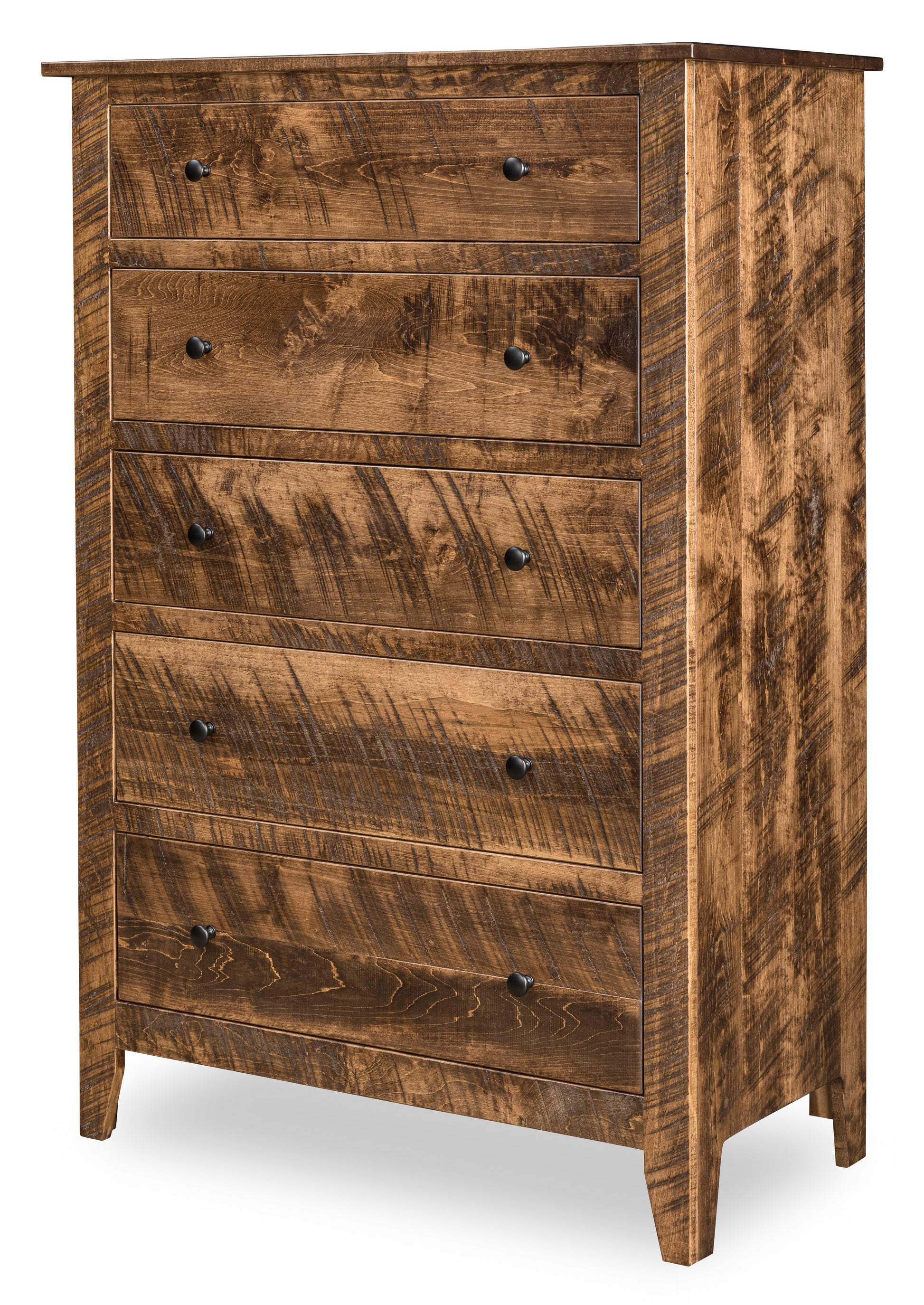 lakewood chest in rough sawn brown maple with almond stain