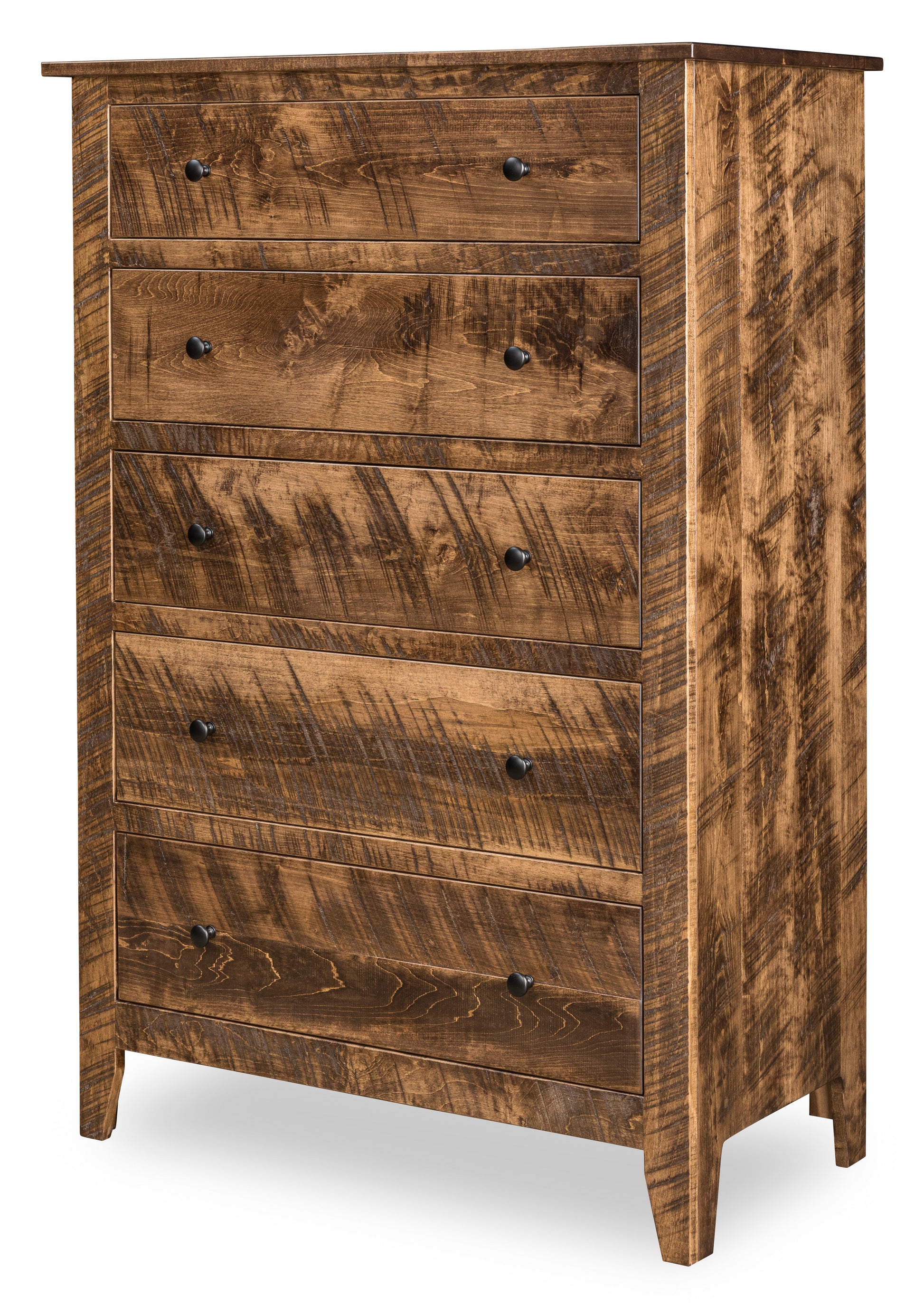 lakewood chest in rough sawn brown maple with almond stain
