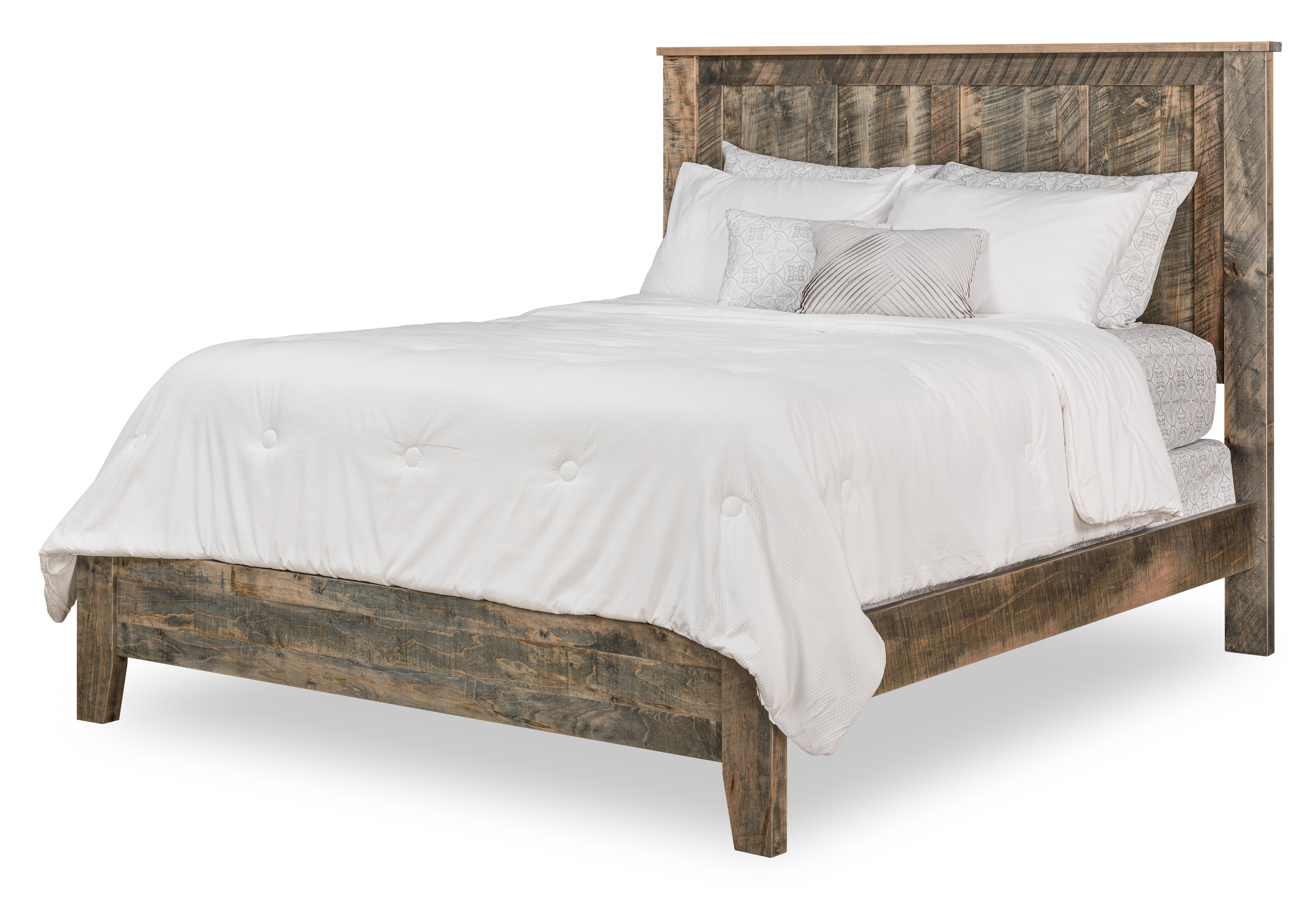 lakewood bed in rough sawn brown maple with bel air stain